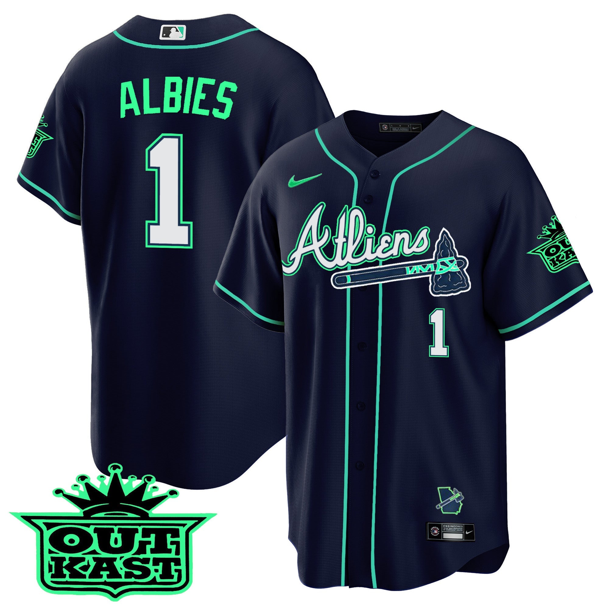 Men’s Atlanta Atliens Cool Base Jersey – Galaxy Version – Stitched