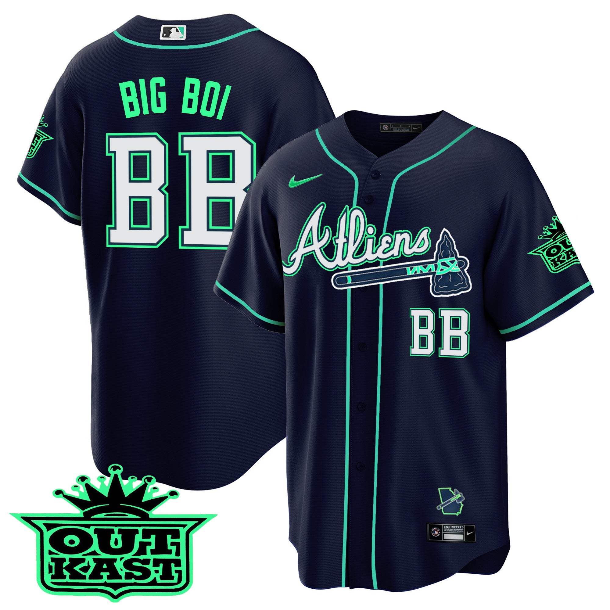 Men’s Atlanta Atliens Cool Base Jersey – Galaxy Version – Stitched