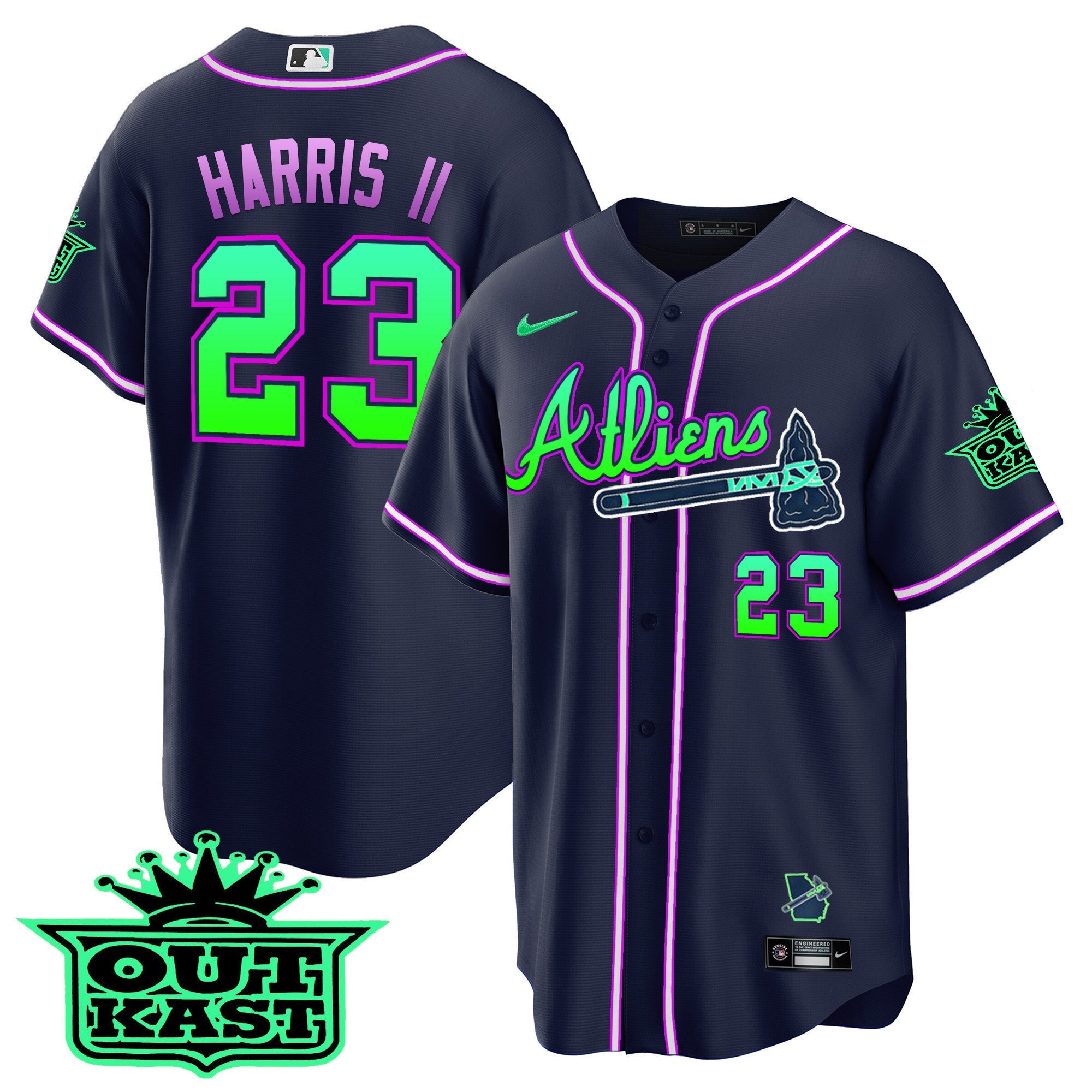 Men’s Atlanta Atliens Cool Base Jersey – Galaxy Version – Stitched