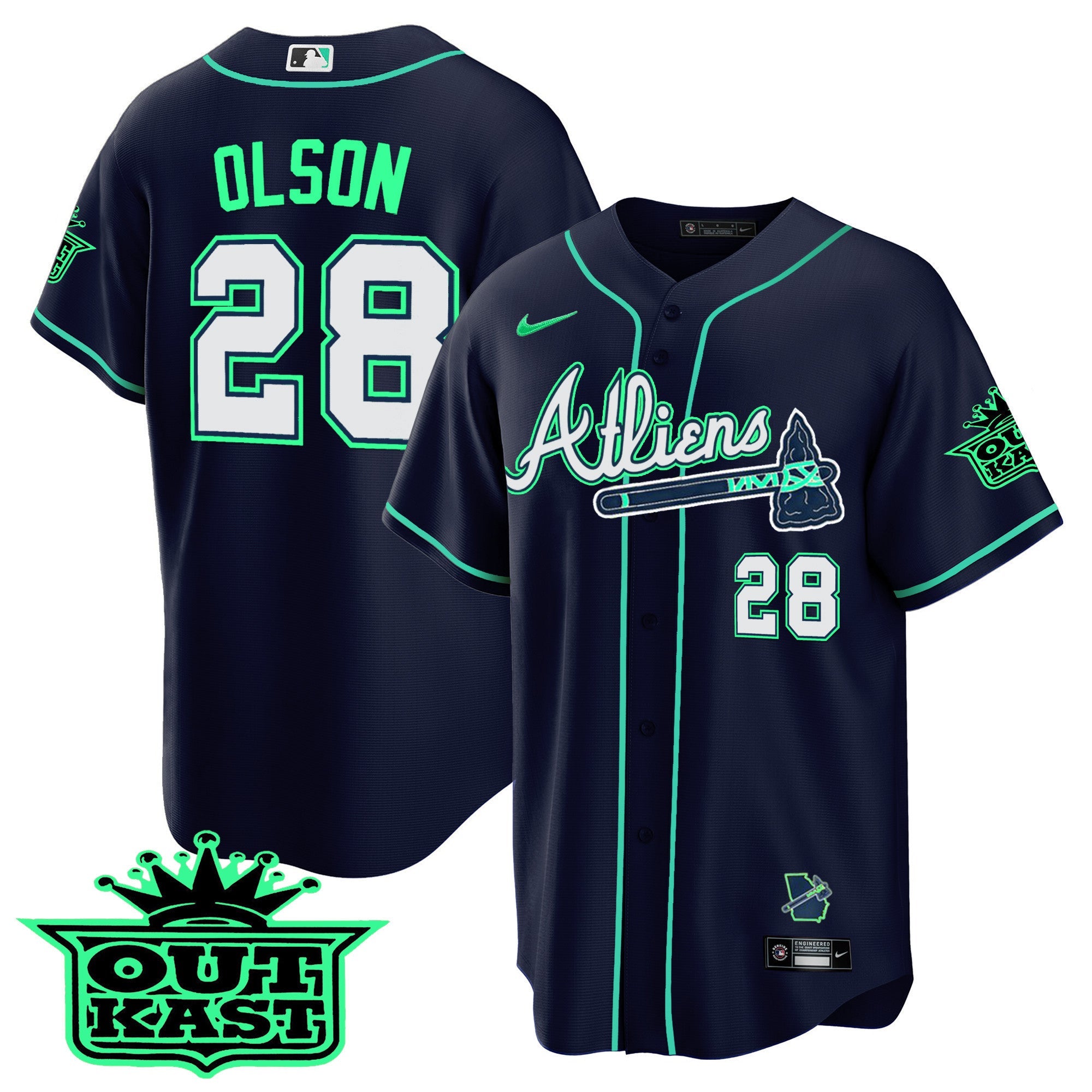 Men’s Atlanta Atliens Cool Base Jersey – Galaxy Version – Stitched