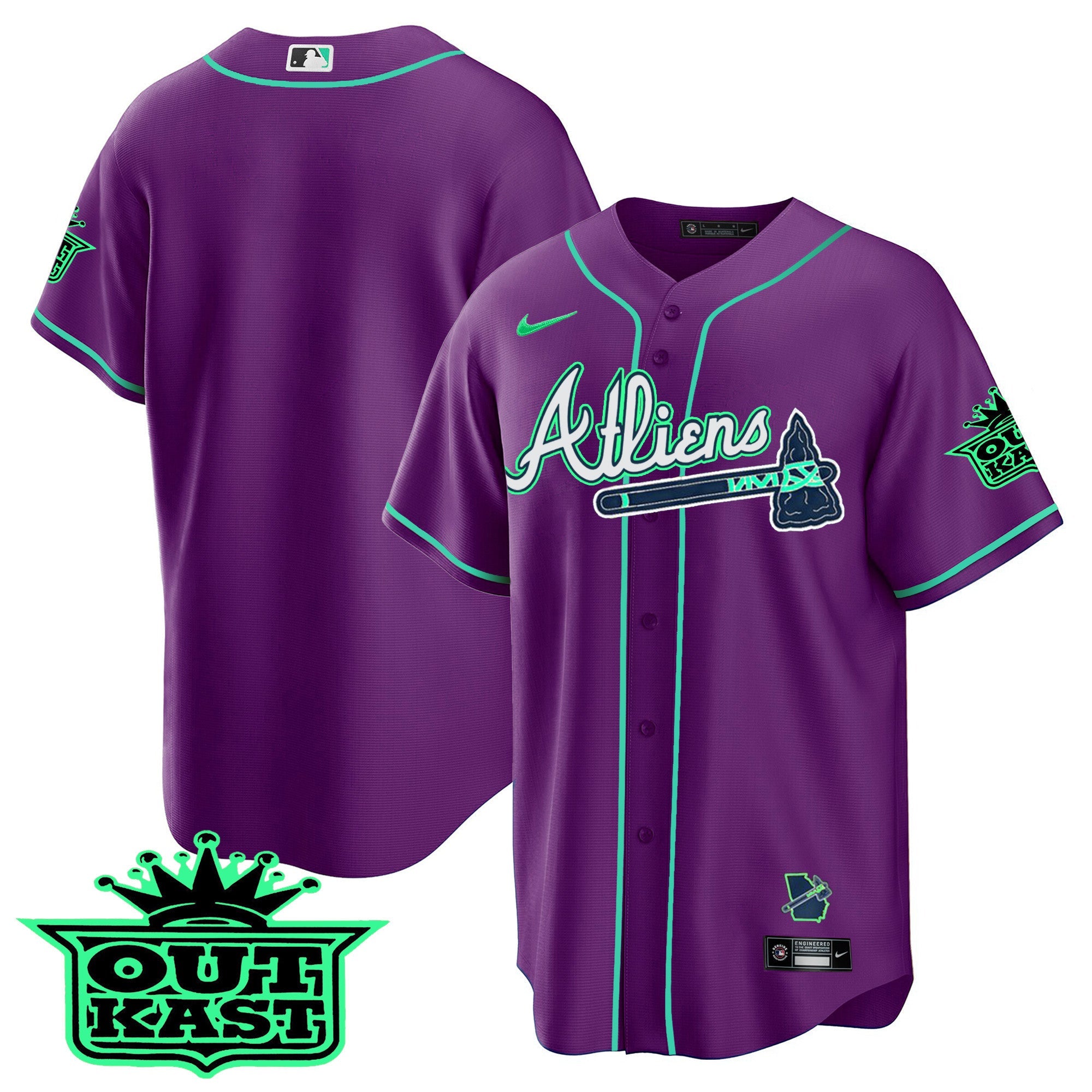 Men’s Atlanta Atliens Cool Base Jersey – Galaxy Version – Stitched