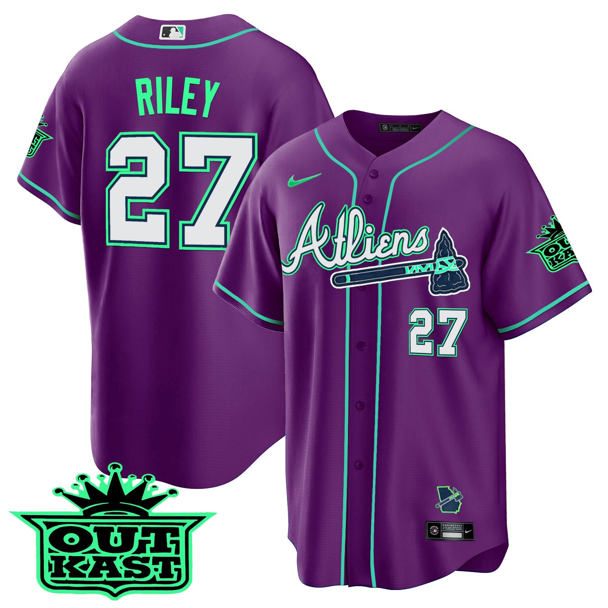 Men’s Atlanta Atliens Cool Base Jersey – Galaxy Version – Stitched
