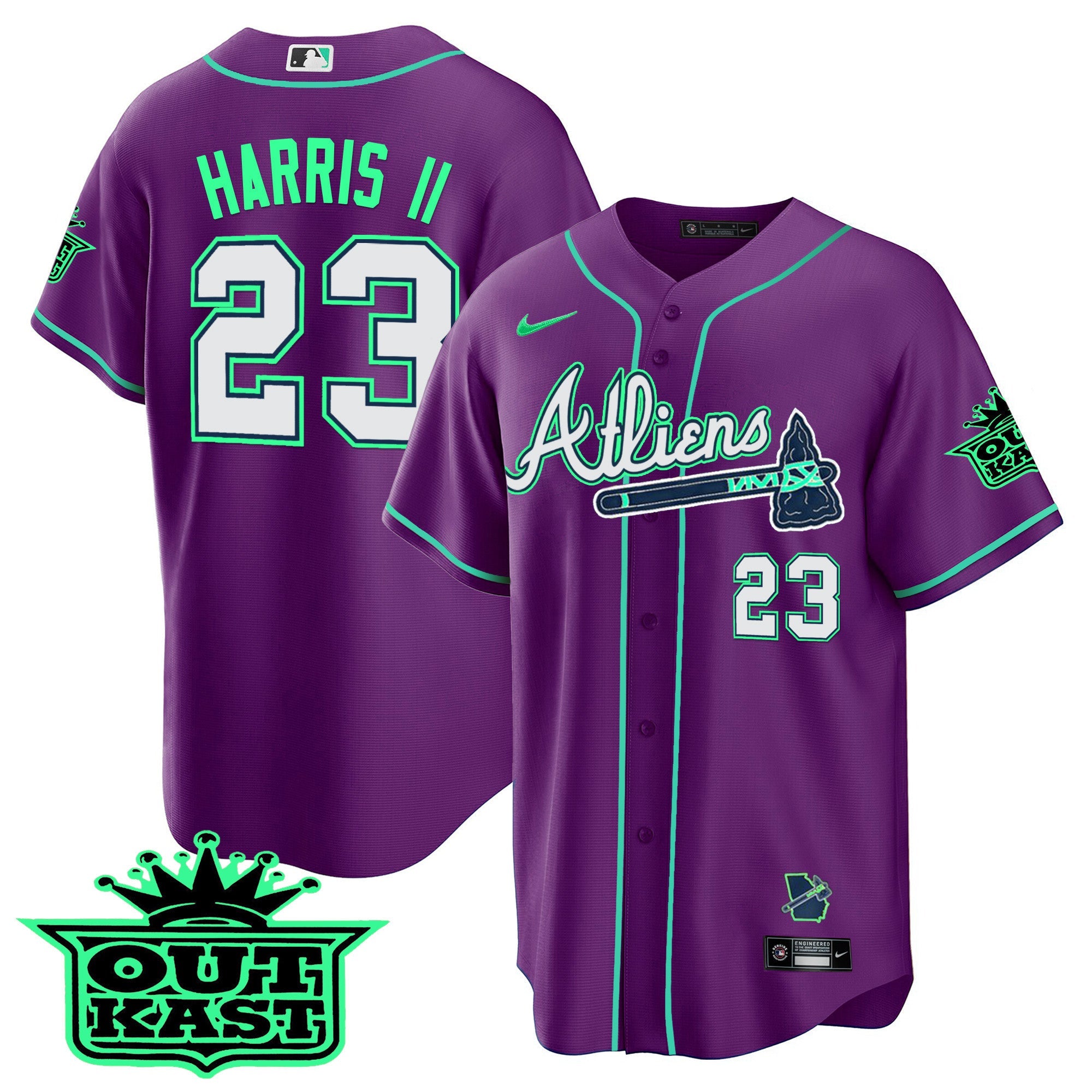 Men’s Atlanta Atliens Cool Base Jersey – Galaxy Version – Stitched