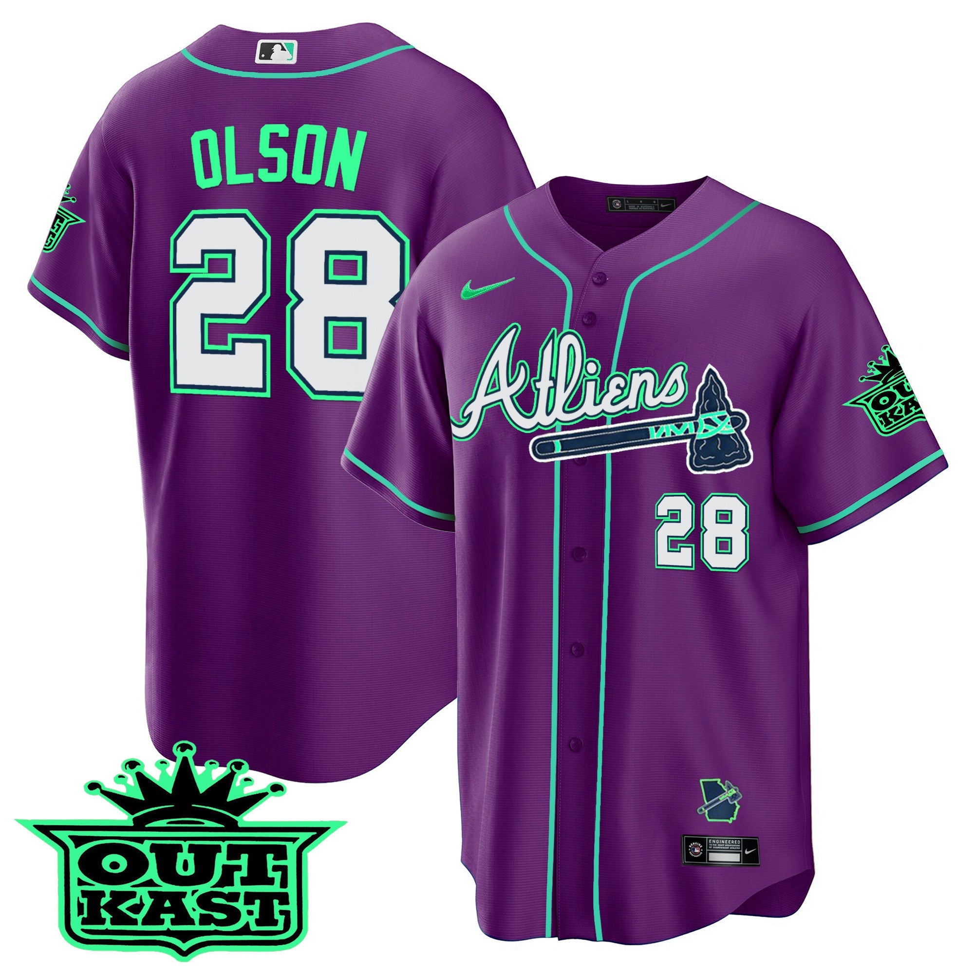 Men’s Atlanta Atliens Cool Base Jersey – Galaxy Version – Stitched