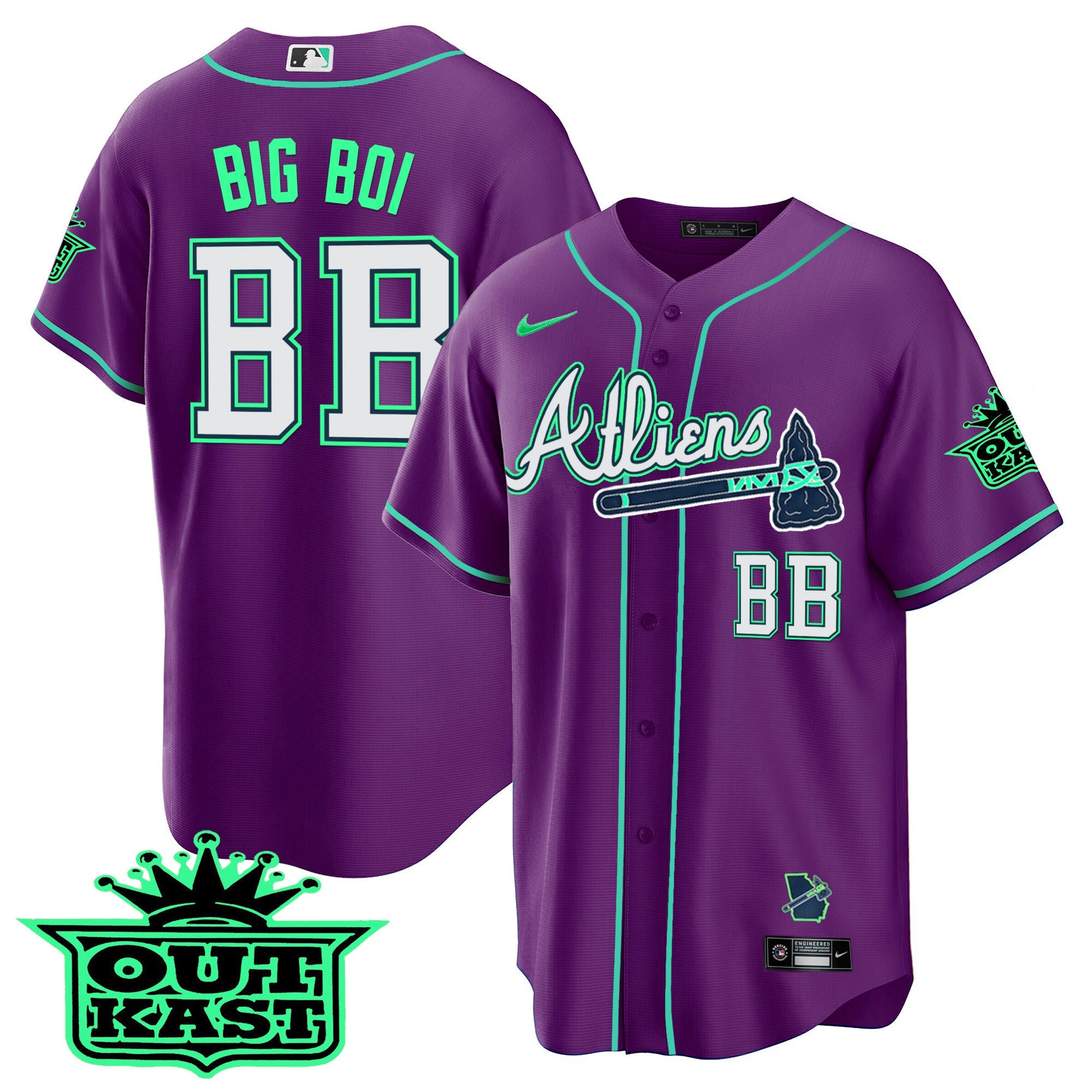 Men’s Atlanta Atliens Cool Base Jersey – Galaxy Version – Stitched