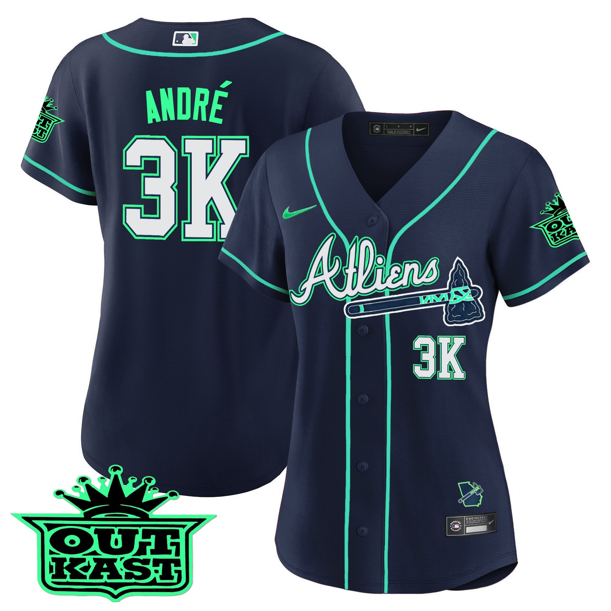 Women’s Atlanta Atliens Baseball Jersey – Galaxy Version – Stitched