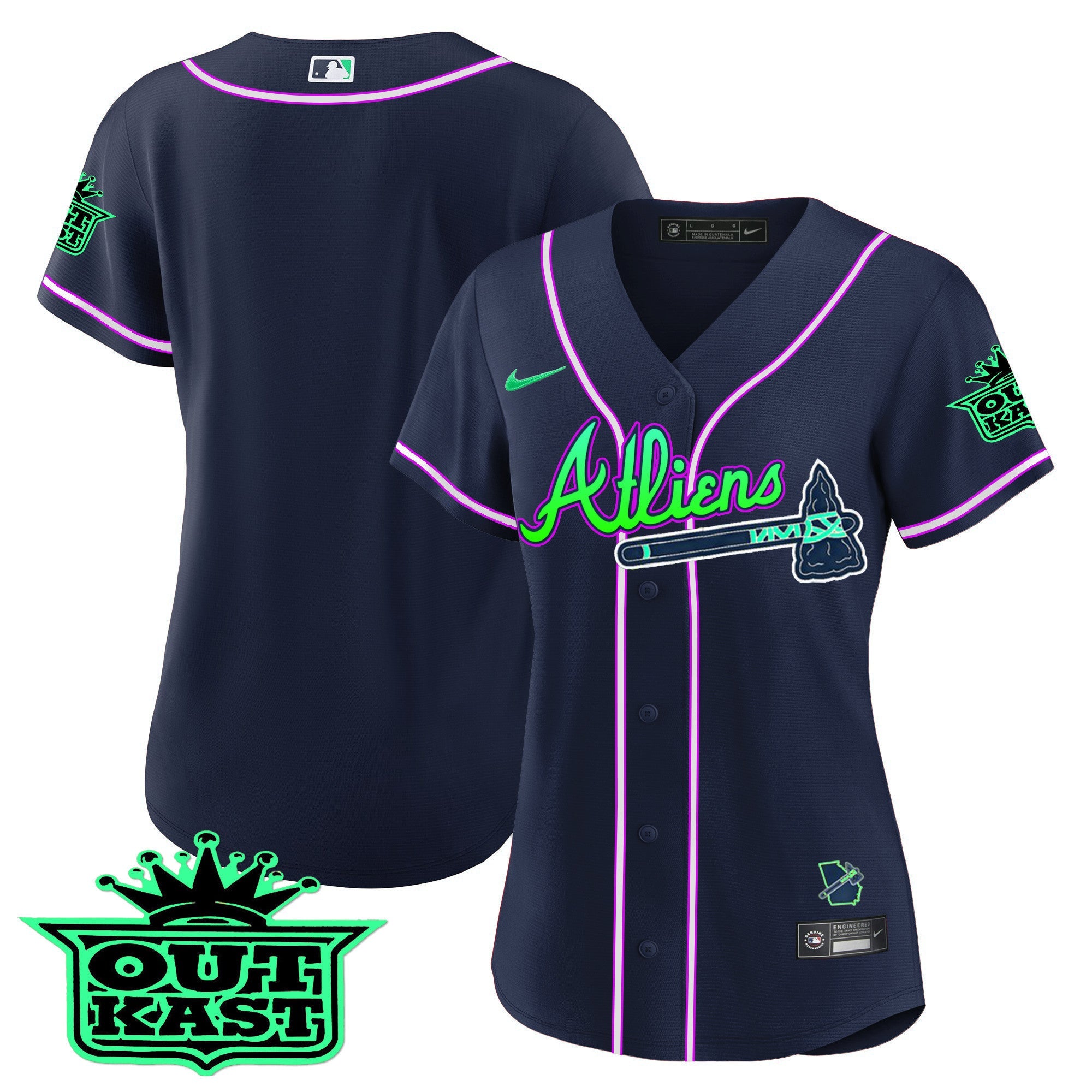 Women’s Atlanta Atliens Baseball Jersey – Galaxy Version – Stitched