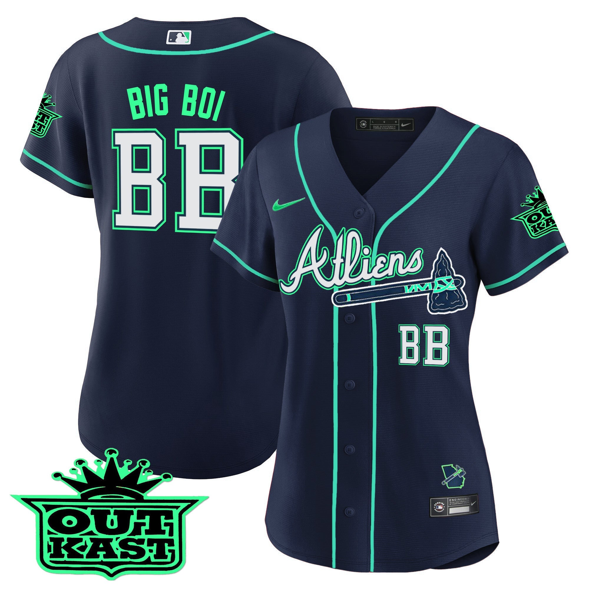 Women’s Atlanta Atliens Baseball Jersey – Galaxy Version – Stitched
