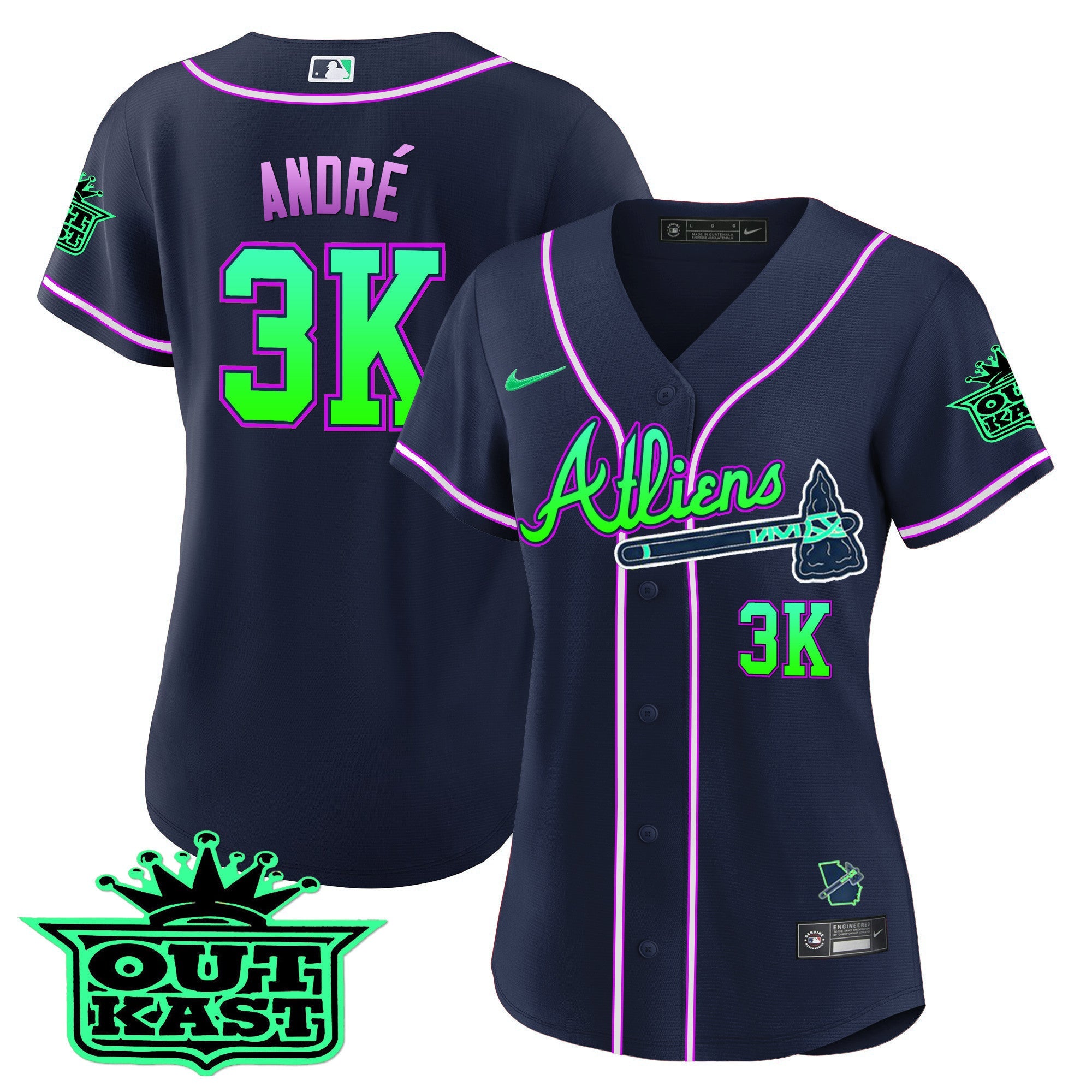 Women’s Atlanta Atliens Baseball Jersey – Galaxy Version – Stitched