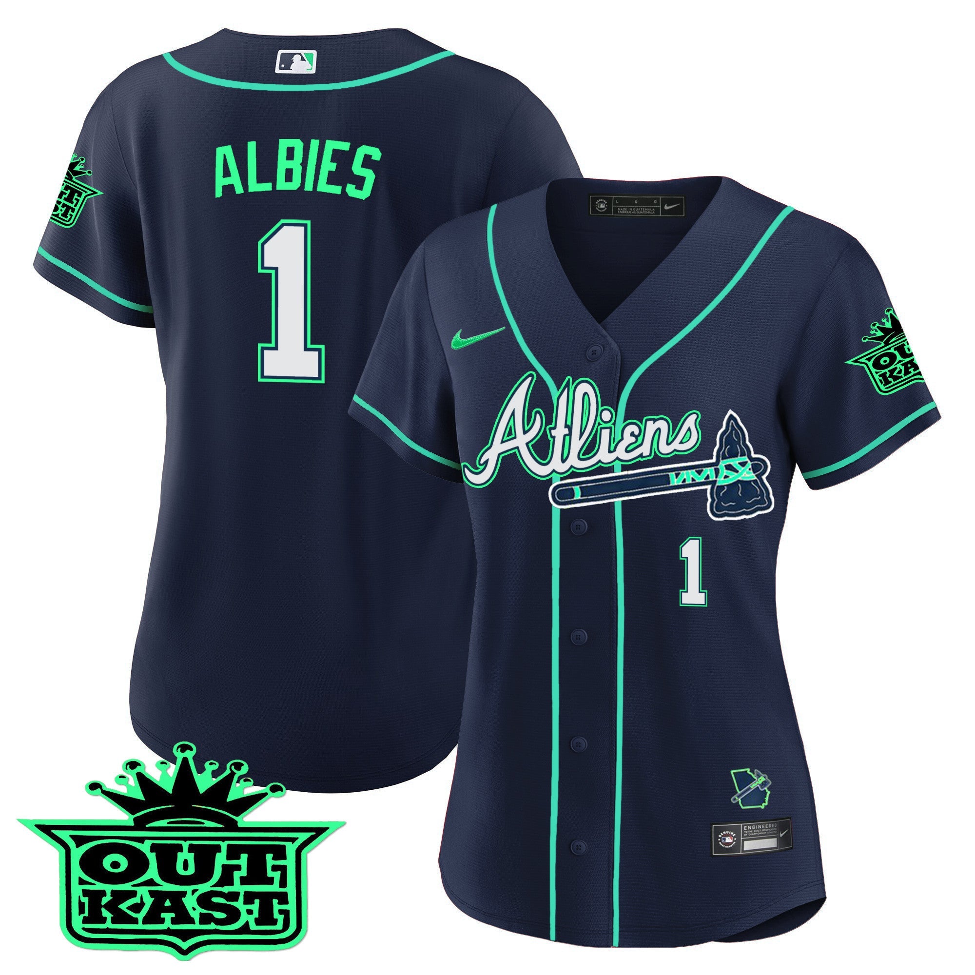Women’s Atlanta Atliens Baseball Jersey – Galaxy Version – Stitched