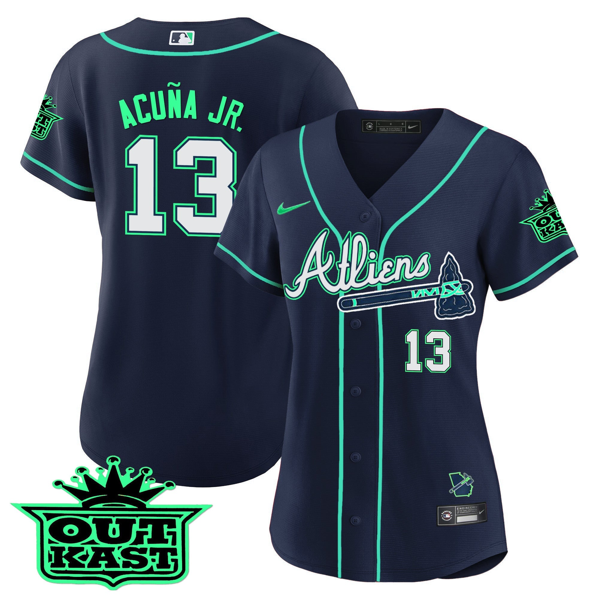Women’s Atlanta Atliens Baseball Jersey – Galaxy Version – Stitched