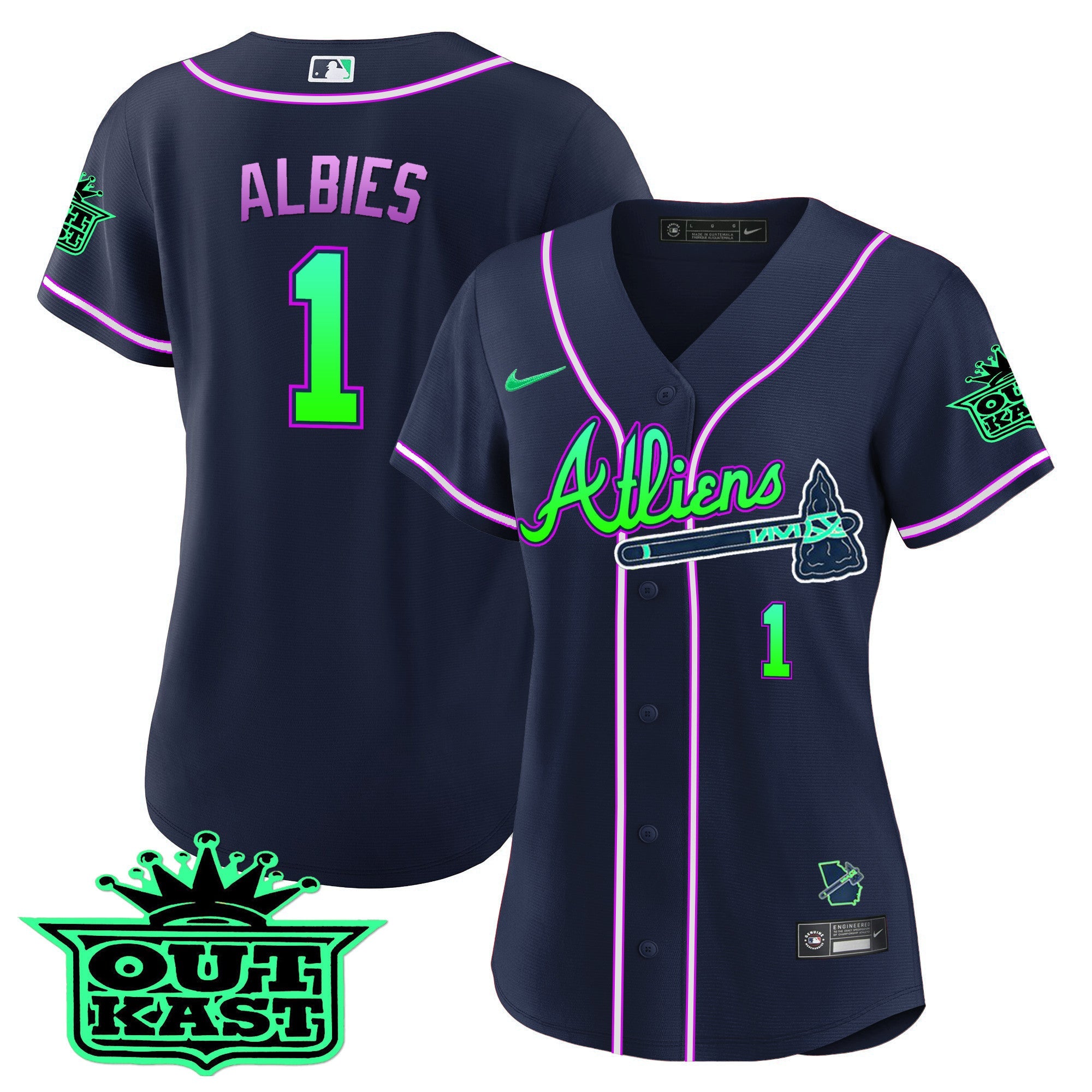 Women’s Atlanta Atliens Baseball Jersey – Galaxy Version – Stitched