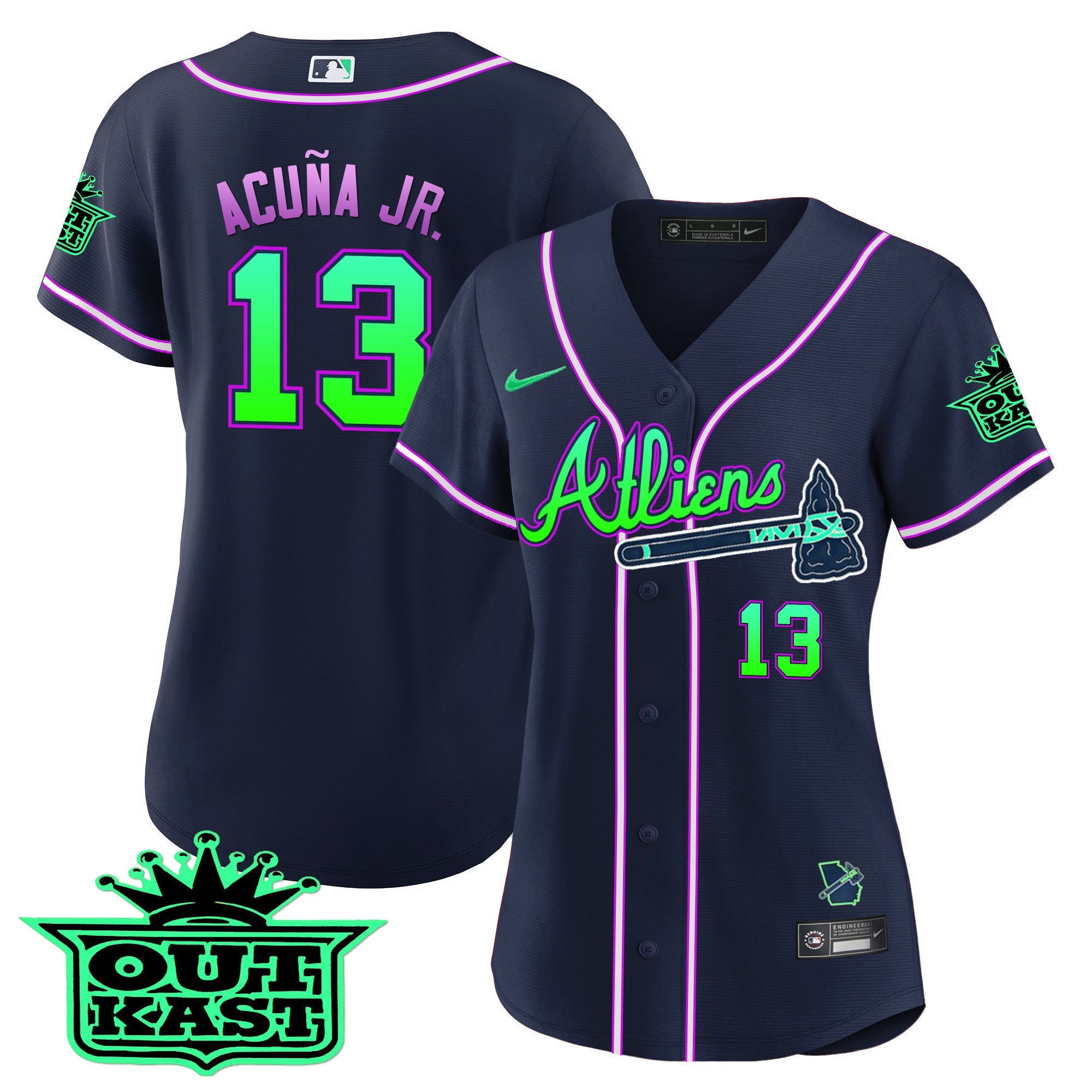 Women’s Atlanta Atliens Baseball Jersey – Galaxy Version – Stitched