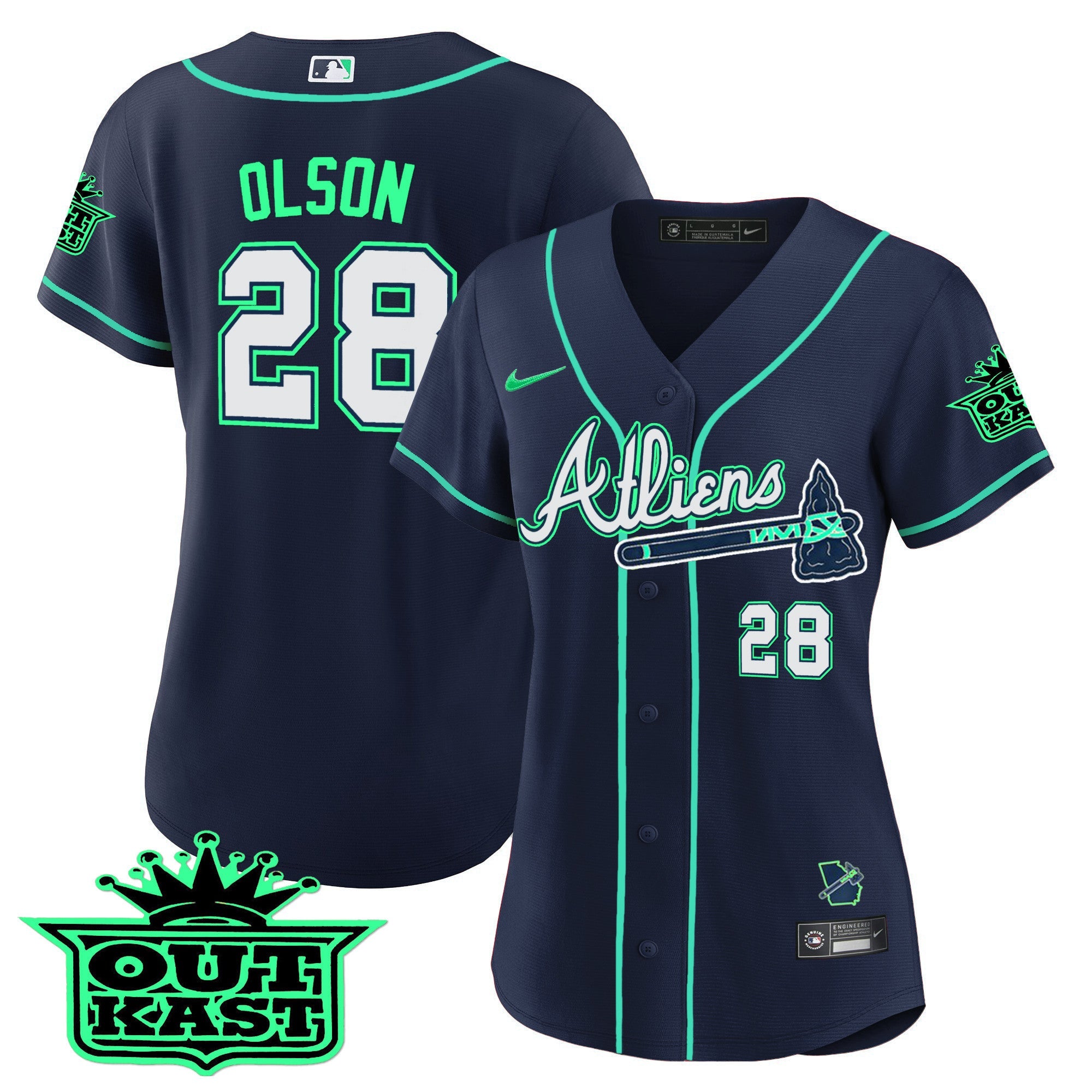 Women’s Atlanta Atliens Baseball Jersey – Galaxy Version – Stitched