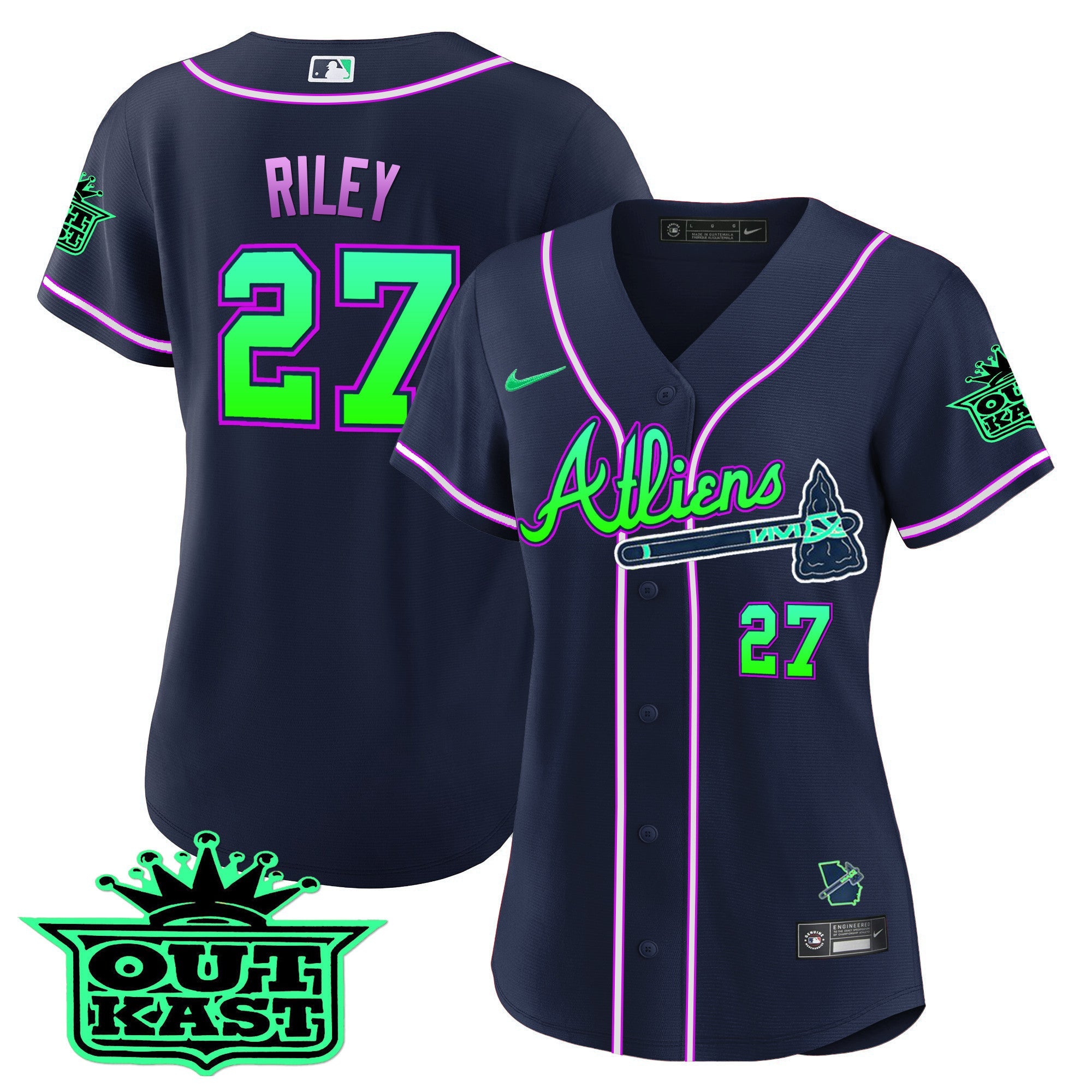 Women’s Atlanta Atliens Baseball Jersey – Galaxy Version – Stitched
