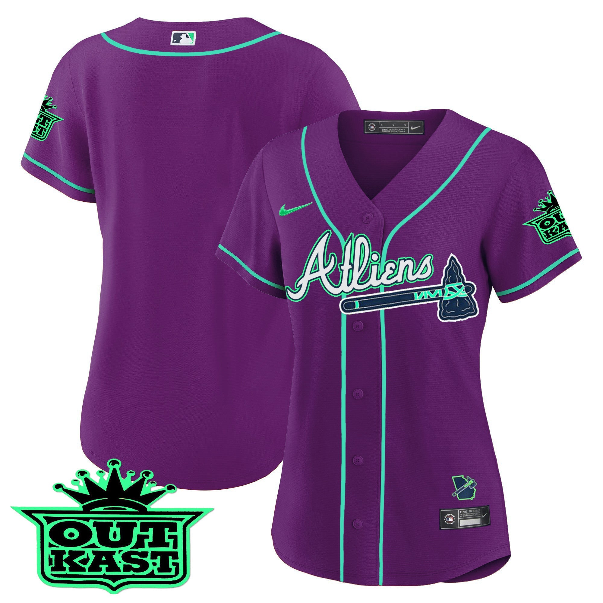 Women’s Atlanta Atliens Baseball Jersey – Galaxy Version – Stitched