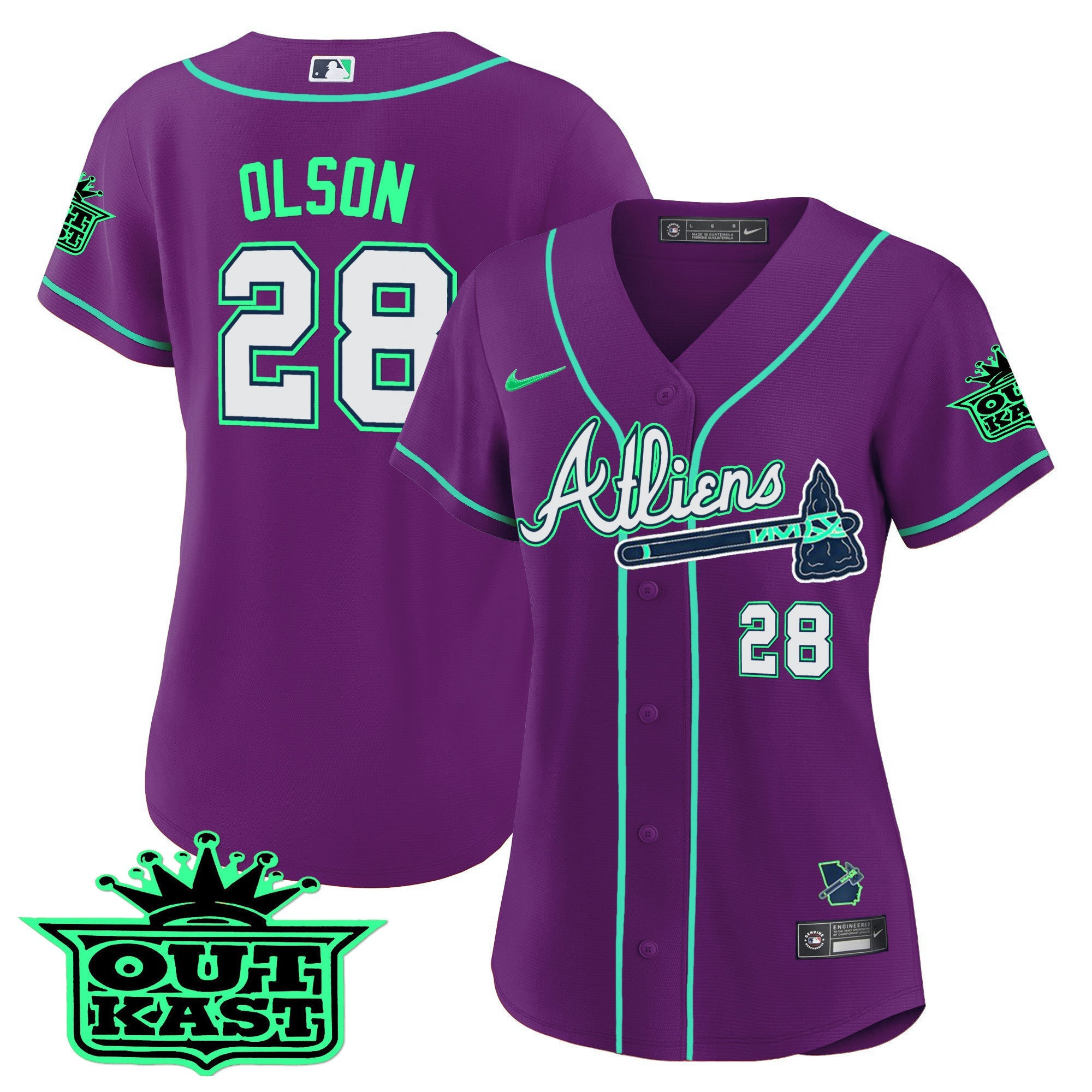 Women’s Atlanta Atliens Baseball Jersey – Galaxy Version – Stitched
