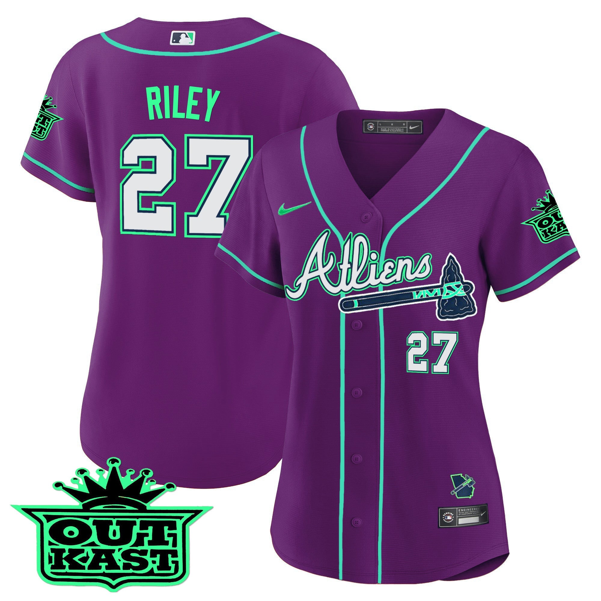 Women’s Atlanta Atliens Baseball Jersey – Galaxy Version – Stitched