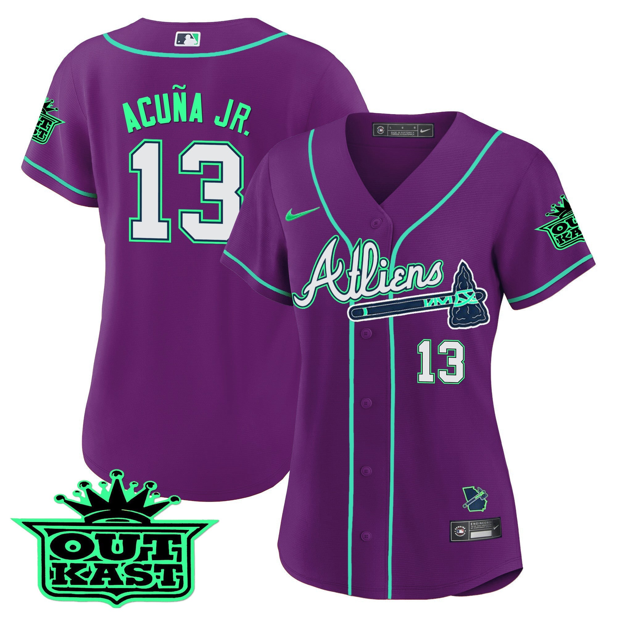Women’s Atlanta Atliens Baseball Jersey – Galaxy Version – Stitched