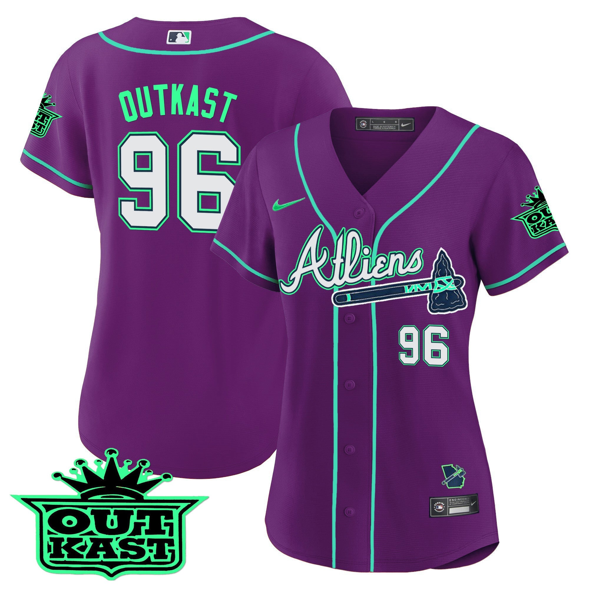 Women’s Atlanta Atliens Baseball Jersey – Galaxy Version – Stitched