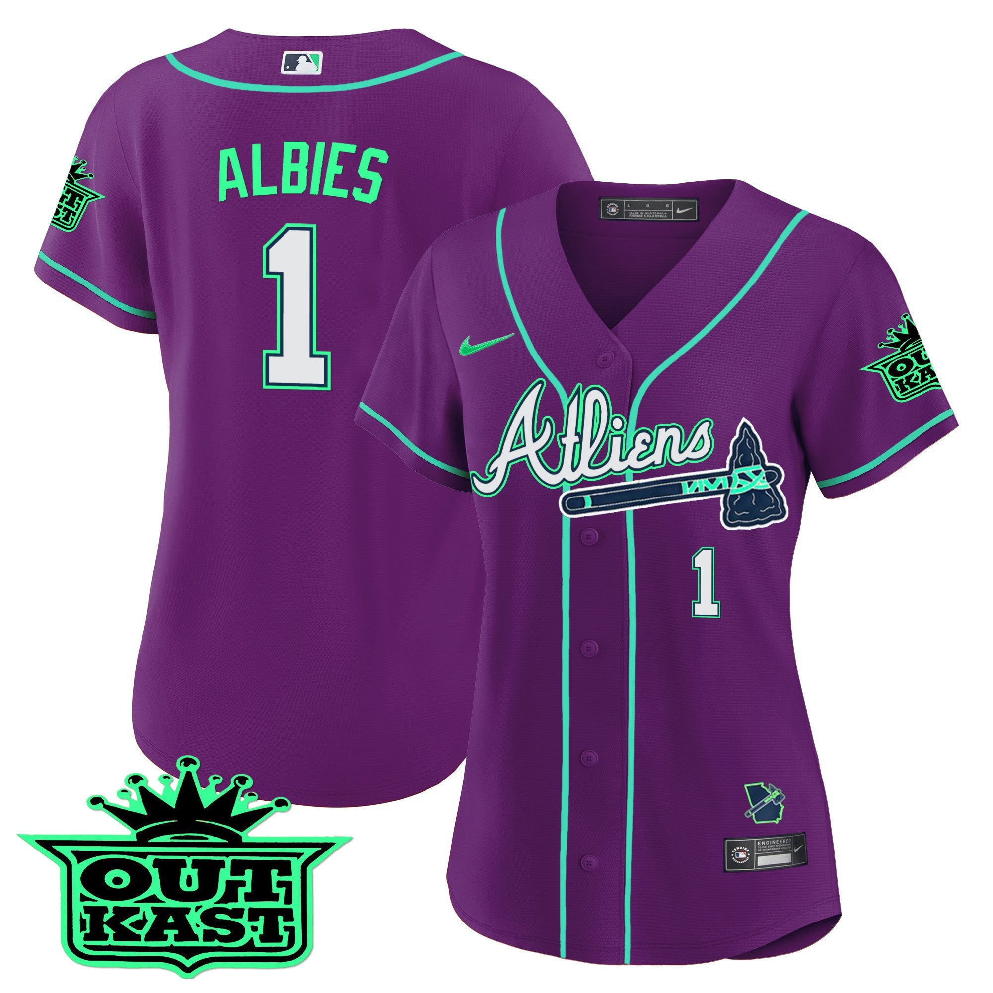 Women’s Atlanta Atliens Baseball Jersey – Galaxy Version – Stitched