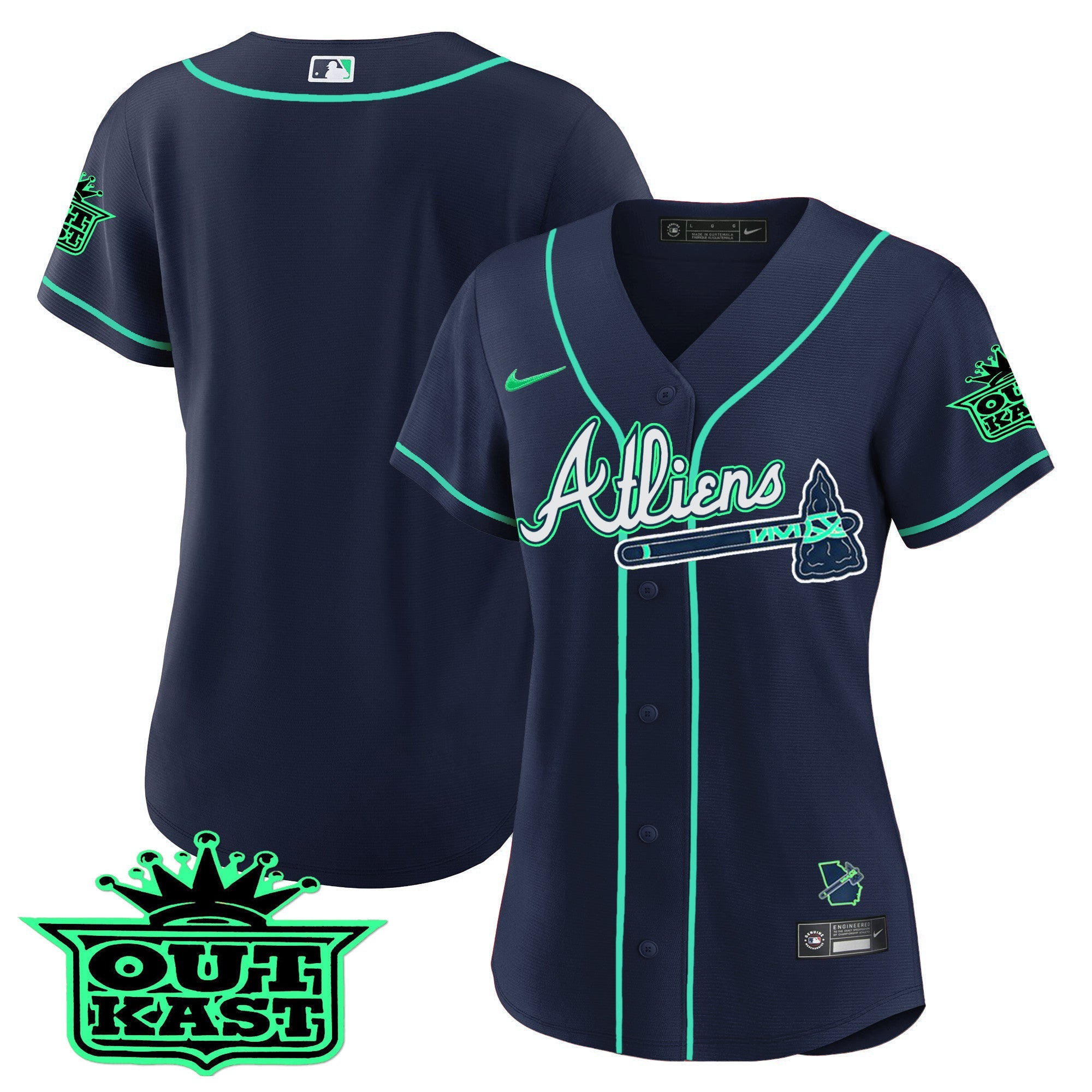 Women’s Atlanta Atliens Baseball Jersey – Galaxy Version – Stitched