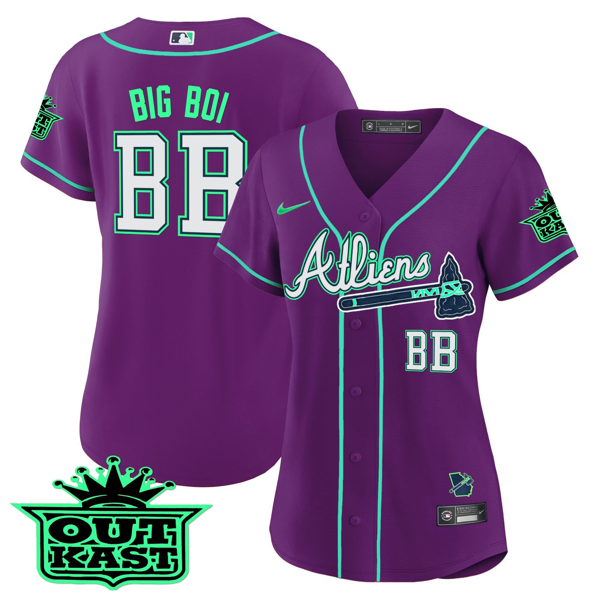 Women’s Atlanta Atliens Baseball Jersey – Galaxy Version – Stitched