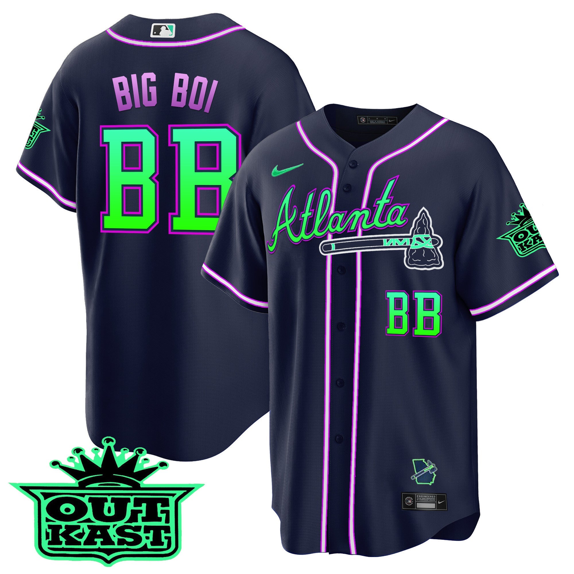 Men’s Atlanta Outkast Cool Base Jersey V3 – Galaxy Version – Stitched