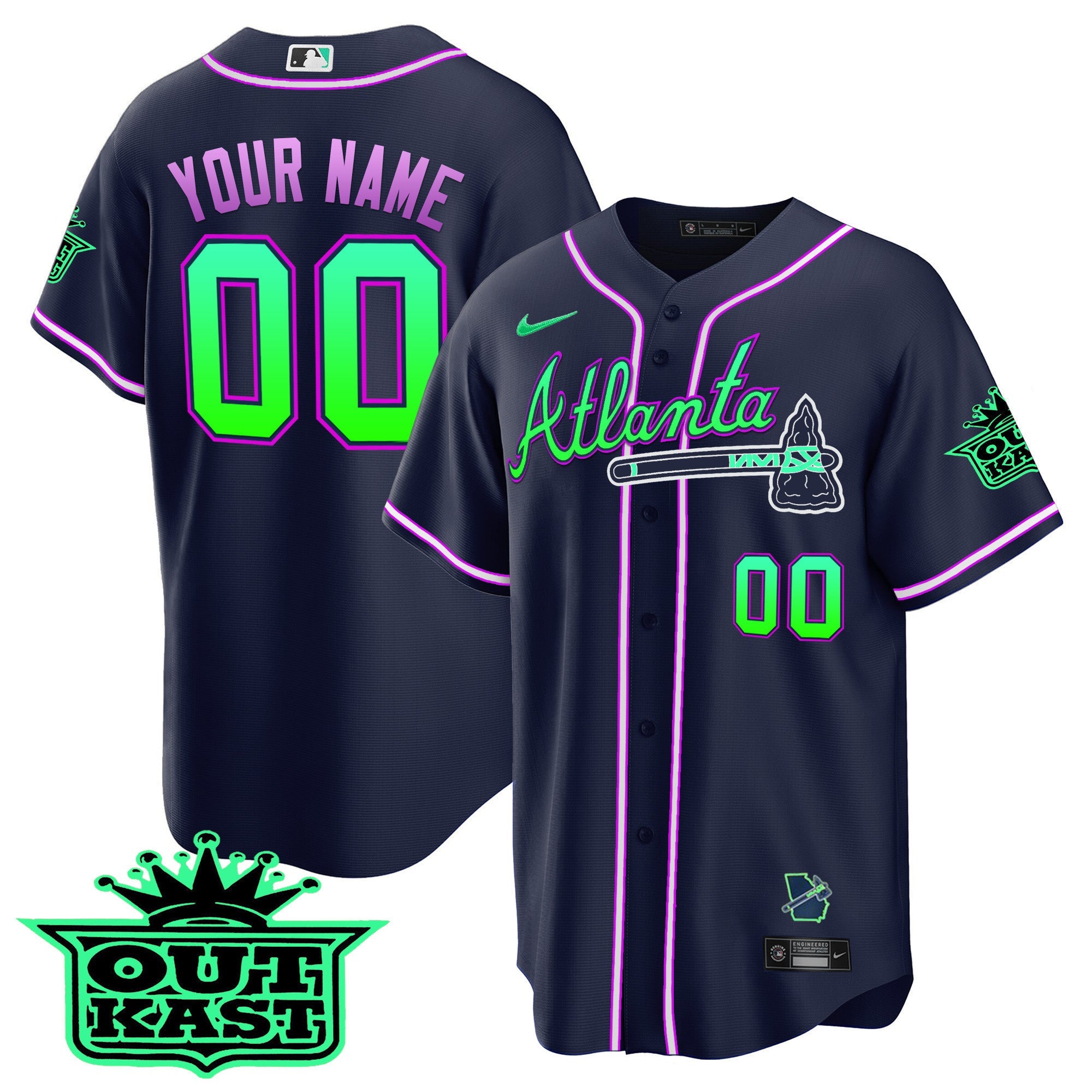 Atlanta Outkast Cool Base Custom Jersey V3 – Galaxy Version – Stitched