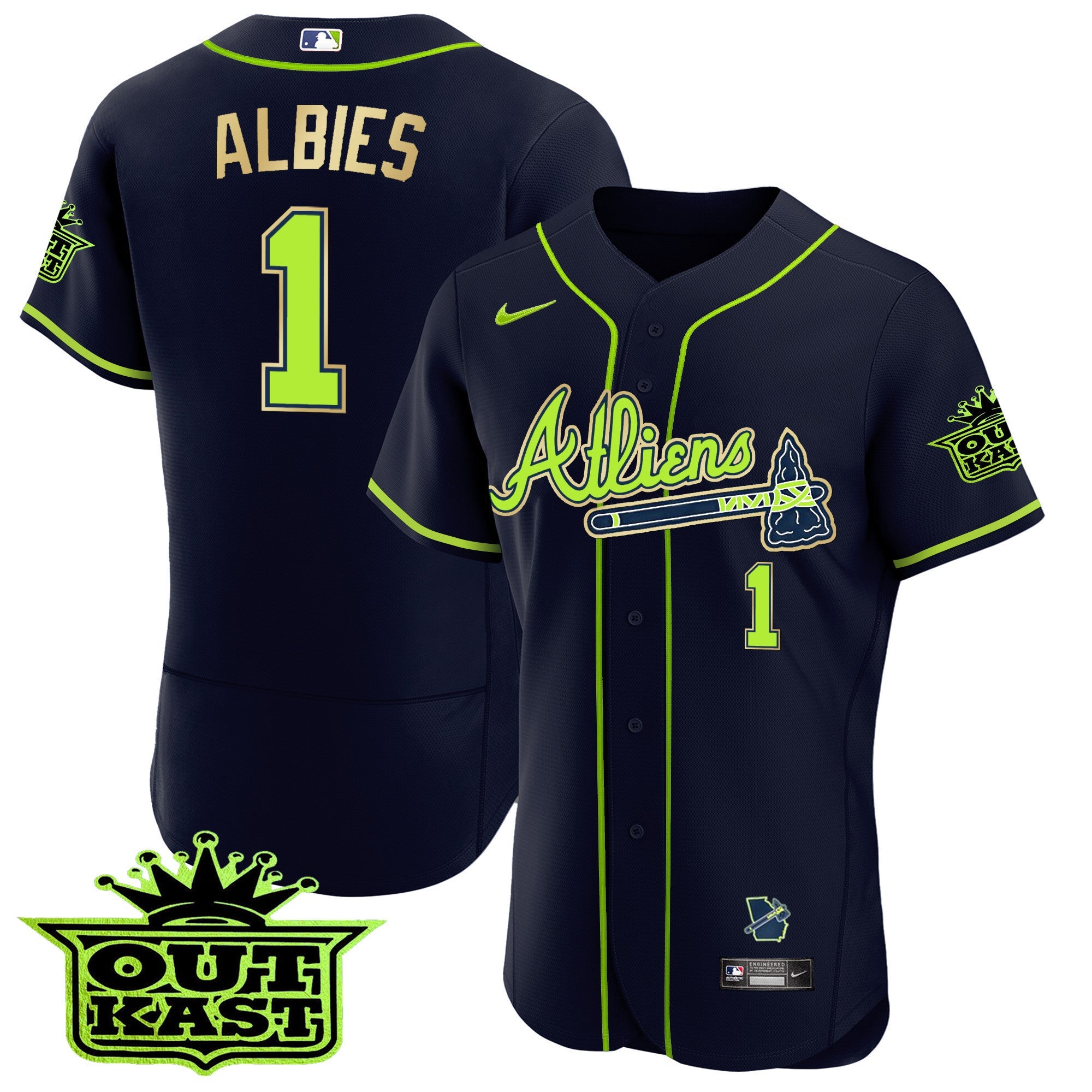 Men’s Atlanta Atliens Flex Base Gold Trim Jersey