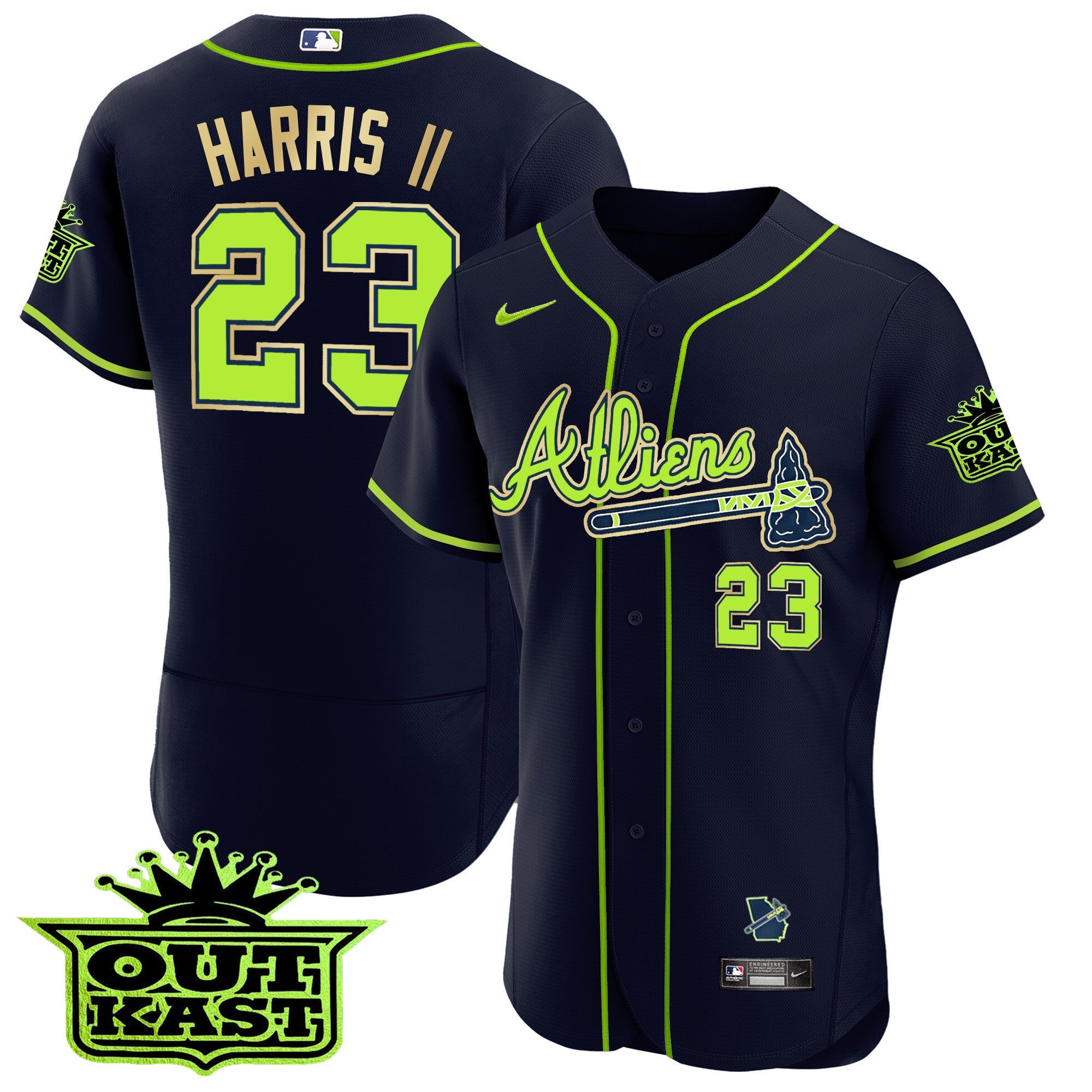 Men’s Atlanta Atliens Flex Base Gold Trim Jersey