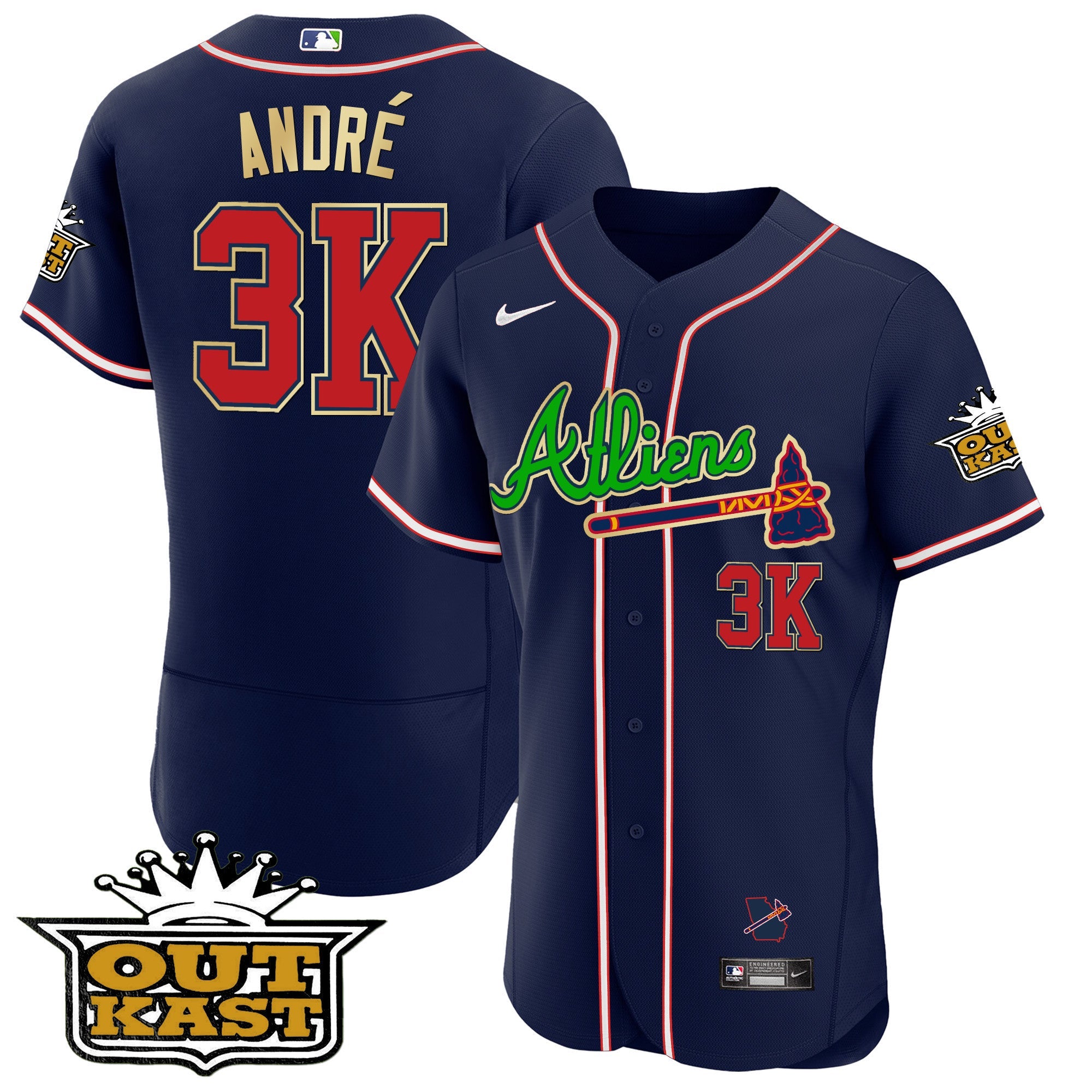 Men’s Atlanta Atliens Flex Base Gold Trim Jersey