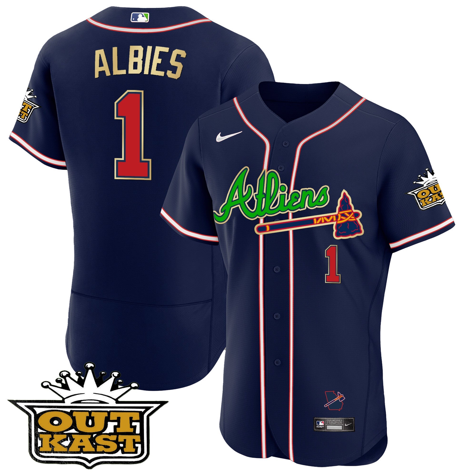 Men’s Atlanta Atliens Flex Base Gold Trim Jersey