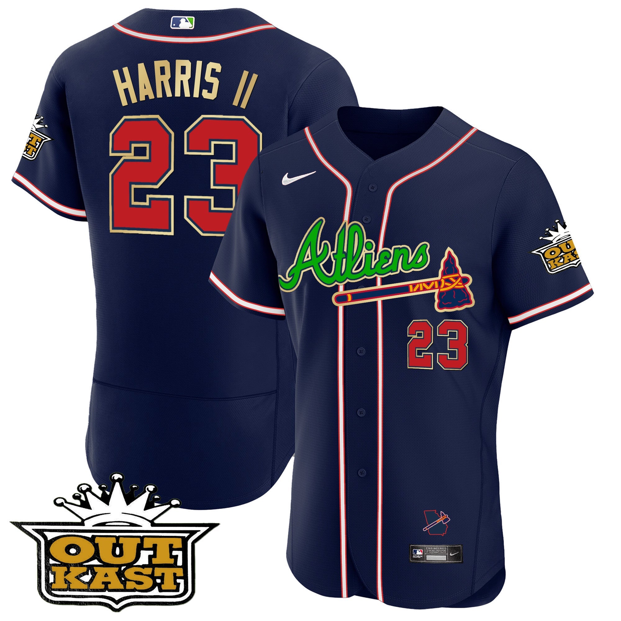 Men’s Atlanta Atliens Flex Base Gold Trim Jersey