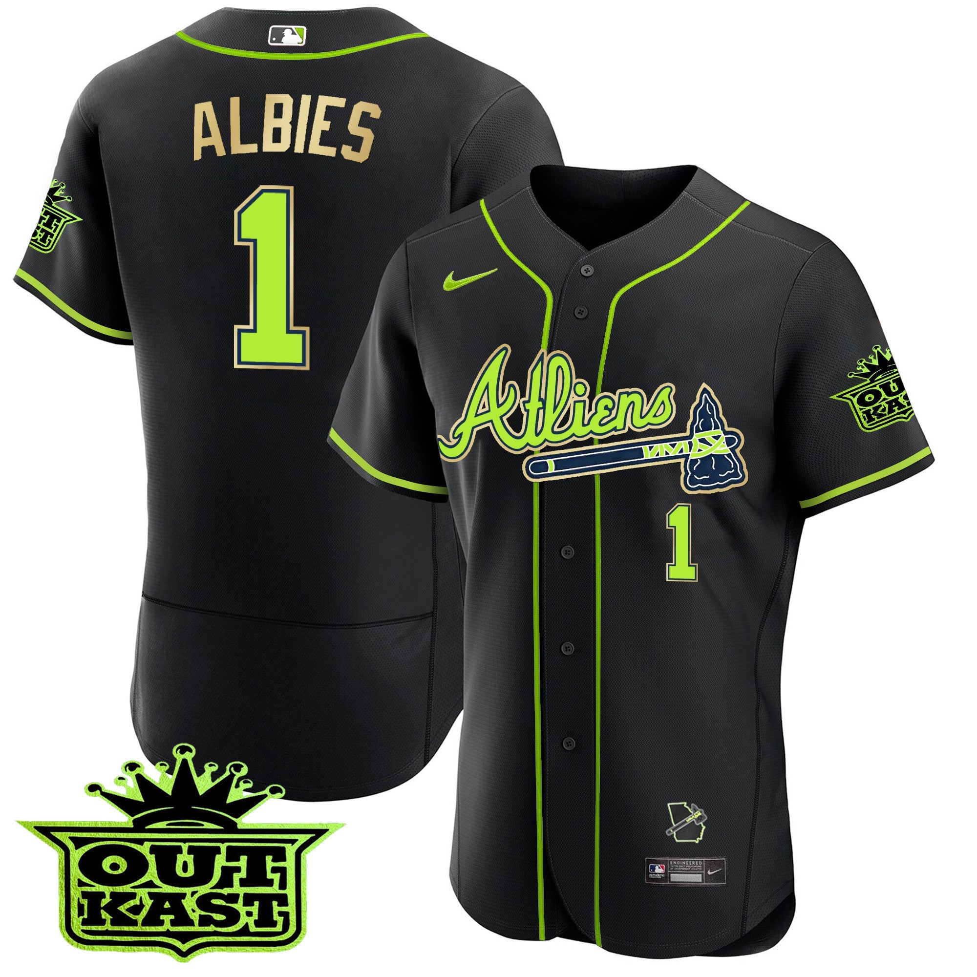 Men’s Atlanta Atliens Flex Base Gold Trim Jersey