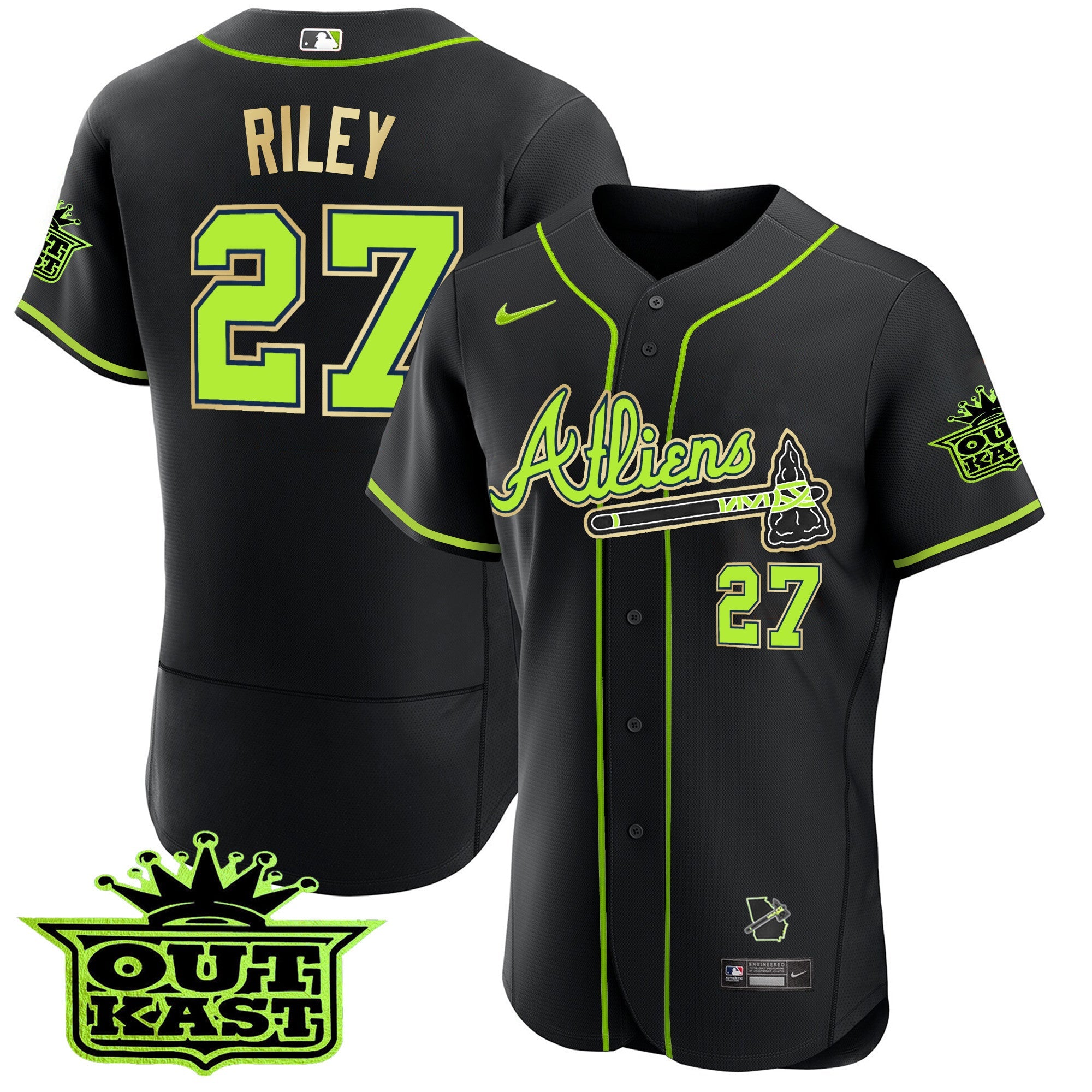 Men’s Atlanta Atliens Flex Base Gold Trim Jersey
