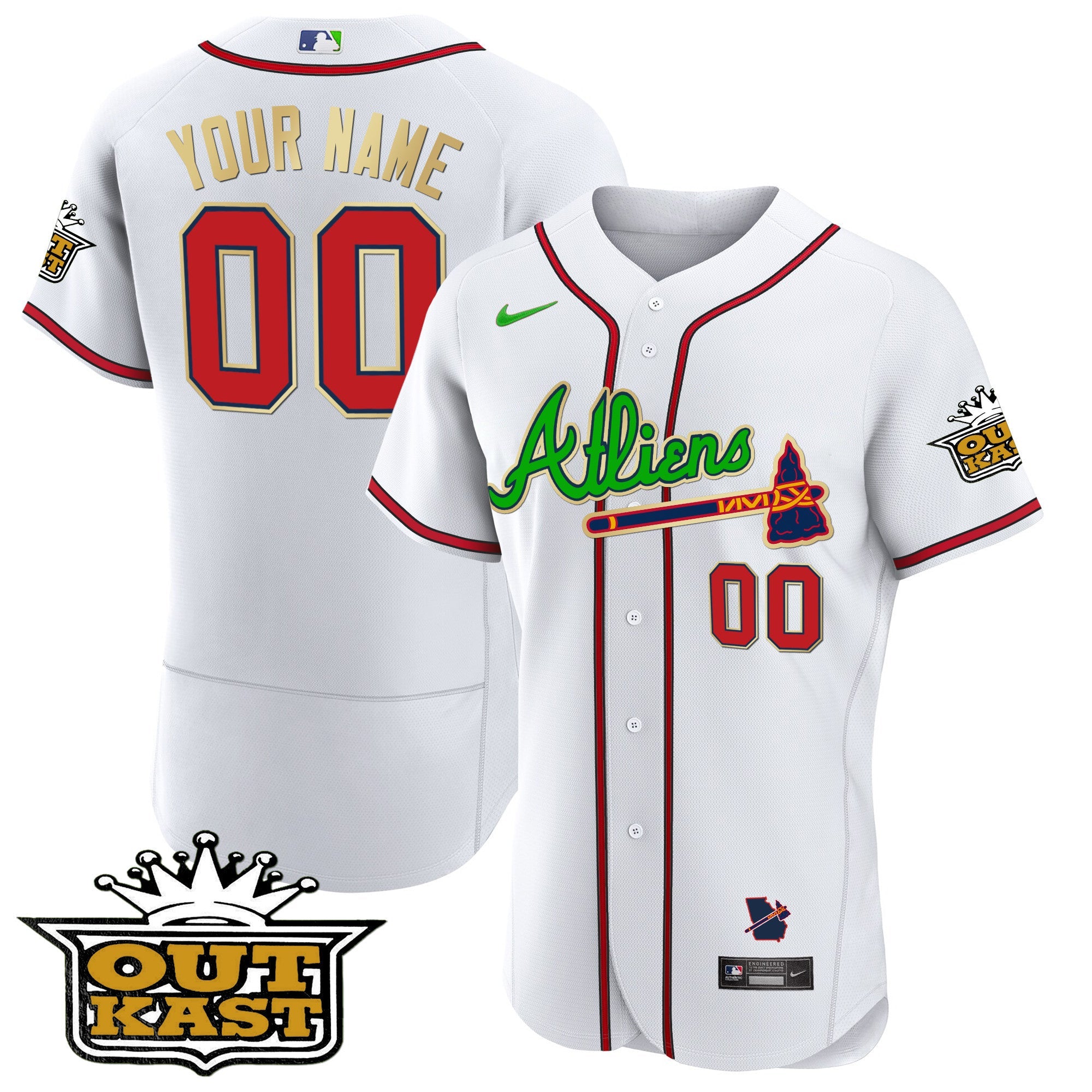 Atlanta Atliens Flex Base Gold Trim Custom Jersey