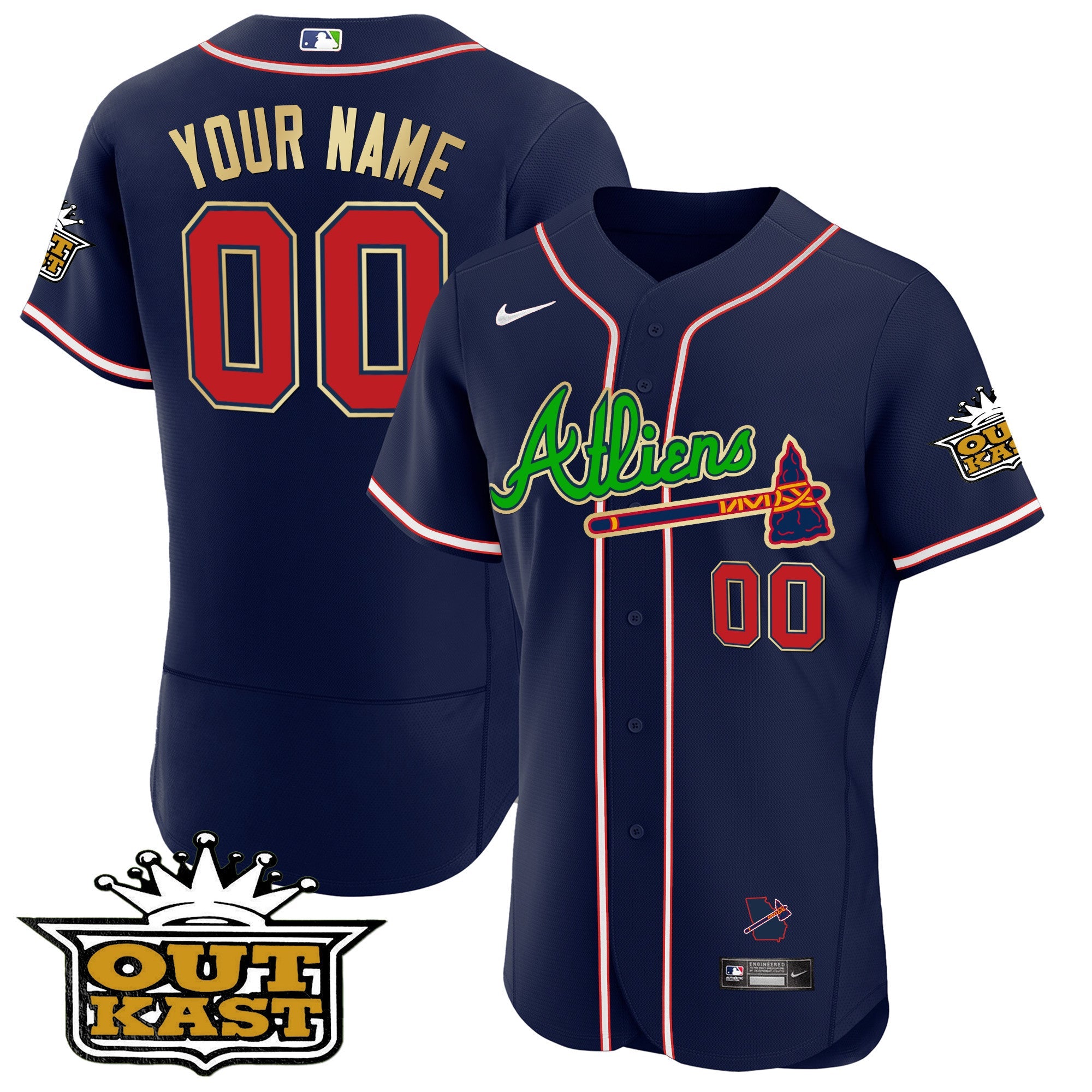Atlanta Atliens Flex Base Gold Trim Custom Jersey
