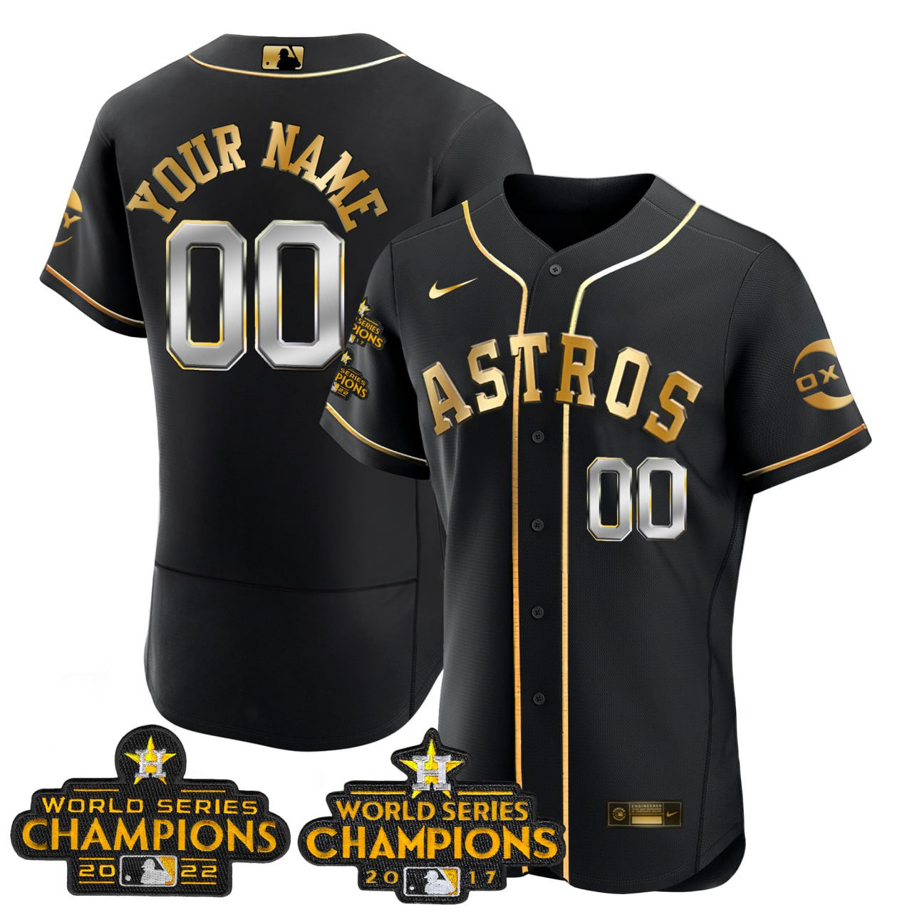 Houston 2017 & 2022 Champions Gold Rush Custom Jersey