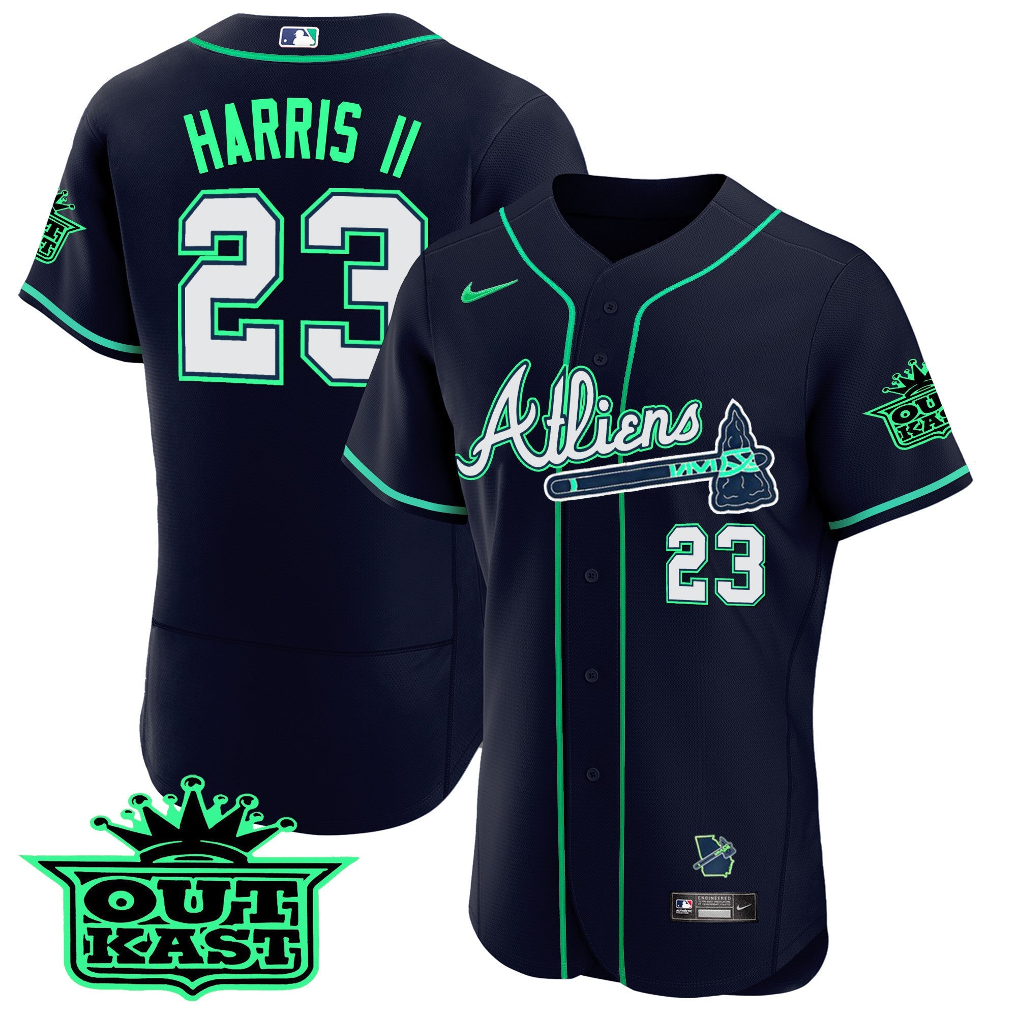 Men’s Atlanta Atliens Flex Base Jersey – Galaxy Version – Stitched