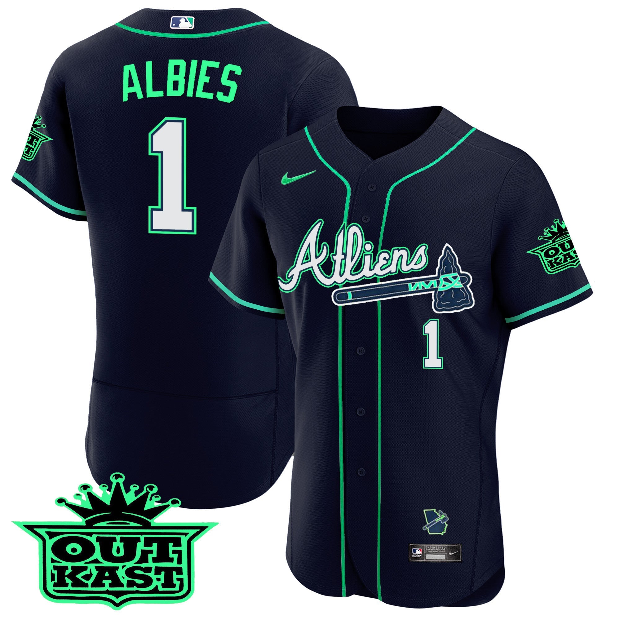 Men’s Atlanta Atliens Flex Base Jersey – Galaxy Version – Stitched