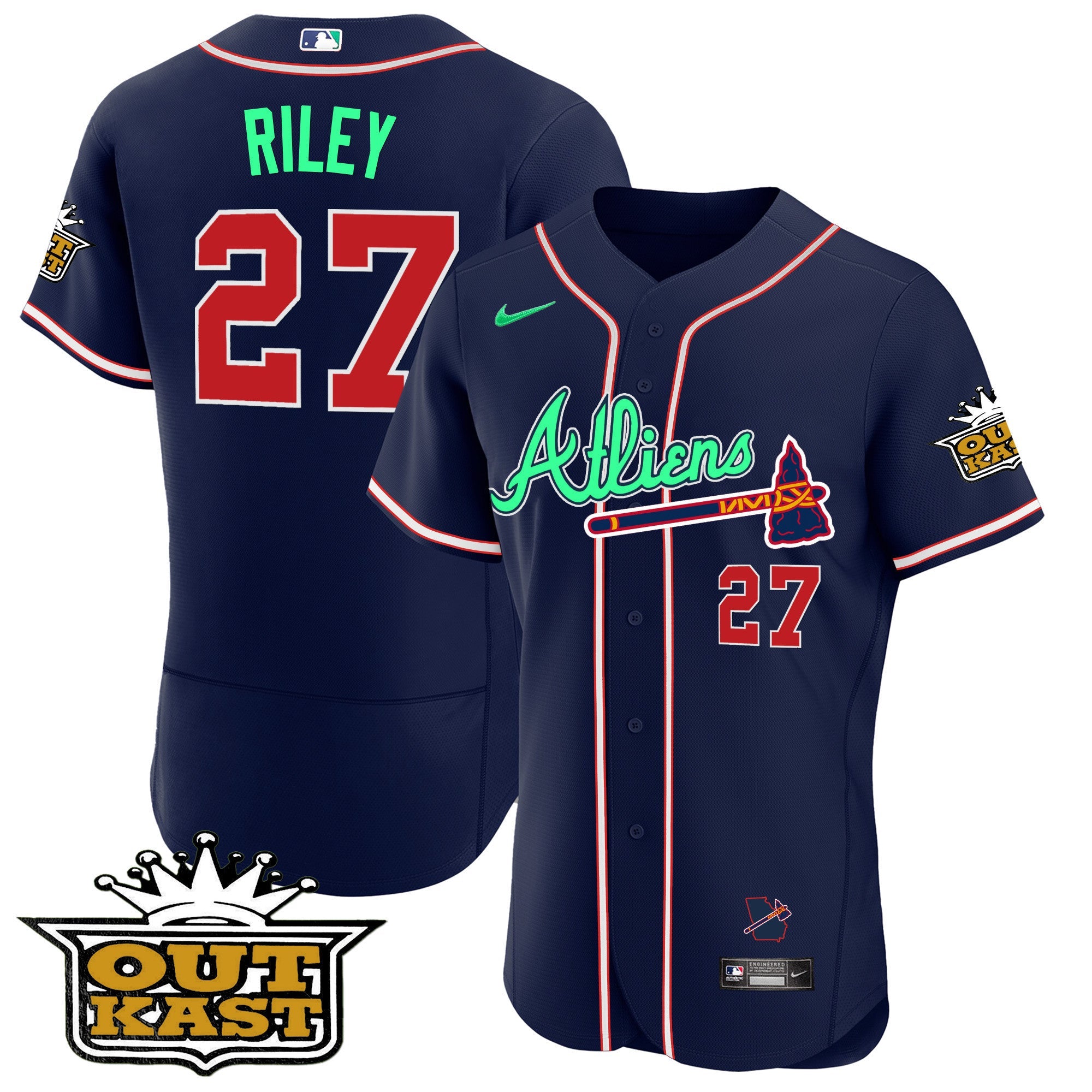 Men’s Atlanta Atliens Flex Base Jersey – Galaxy Version – Stitched