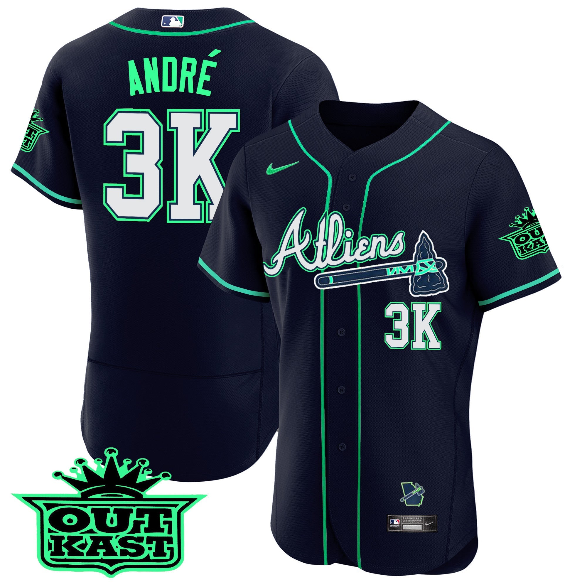 Men’s Atlanta Atliens Flex Base Jersey – Galaxy Version – Stitched