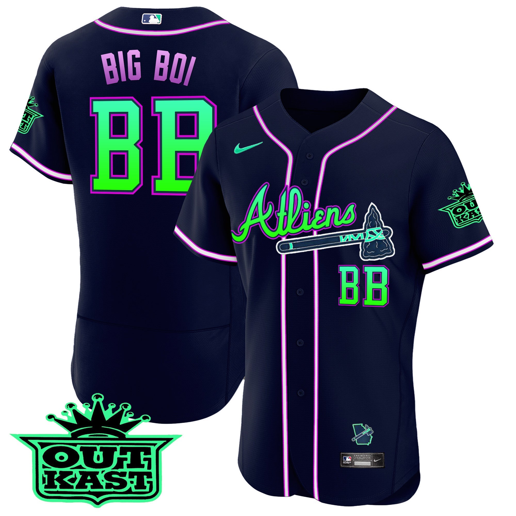 Men’s Atlanta Atliens Flex Base Jersey – Galaxy Version – Stitched