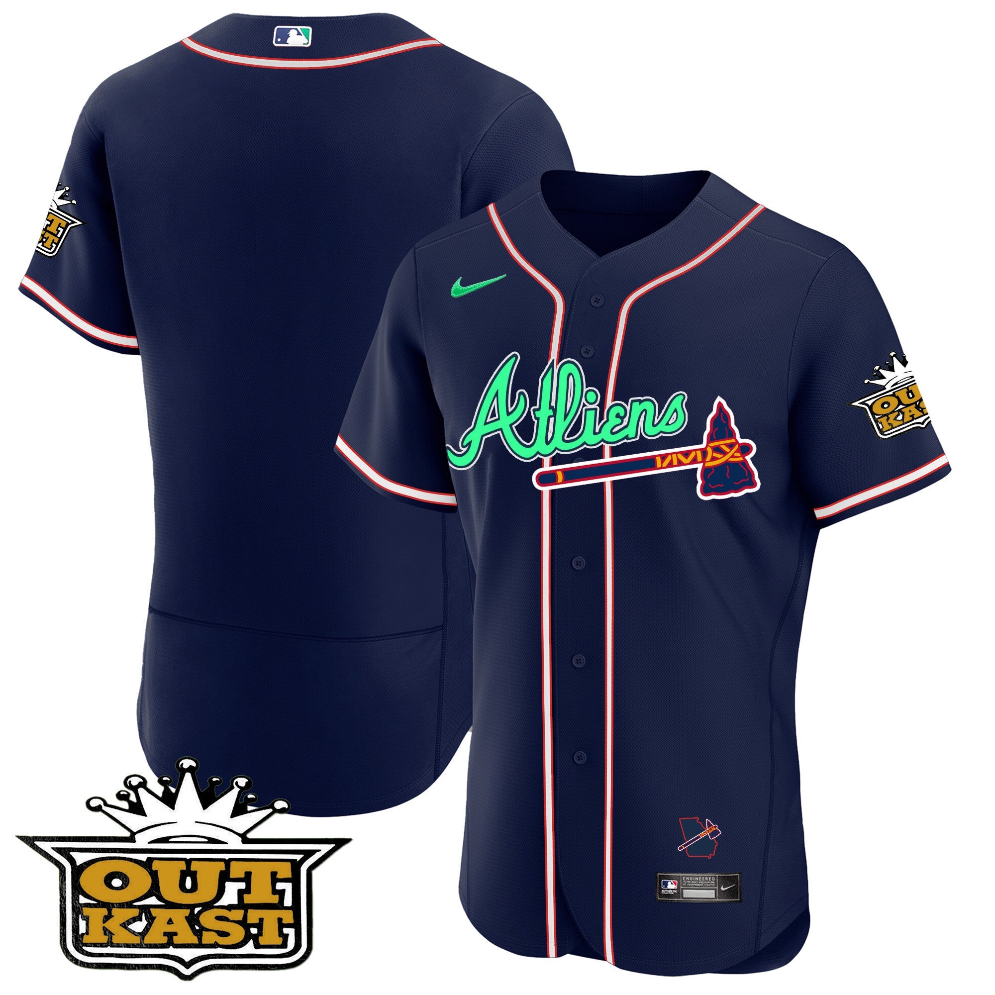 Men’s Atlanta Atliens Flex Base Jersey – Galaxy Version – Stitched