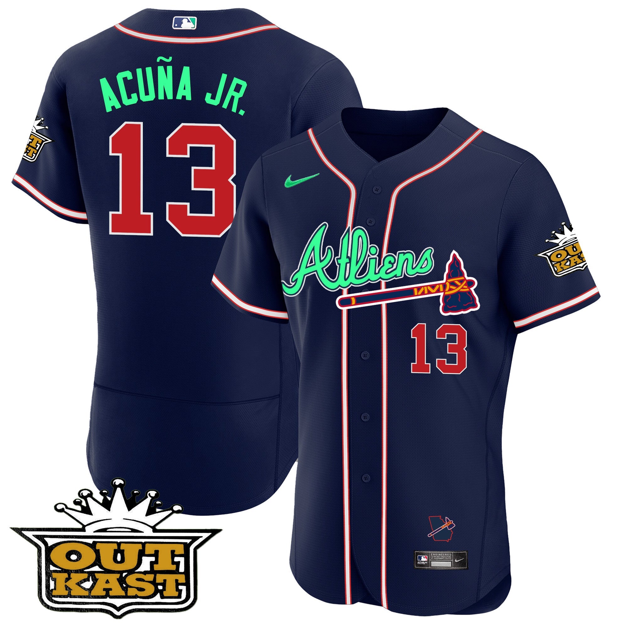 Men’s Atlanta Atliens Flex Base Jersey – Galaxy Version – Stitched