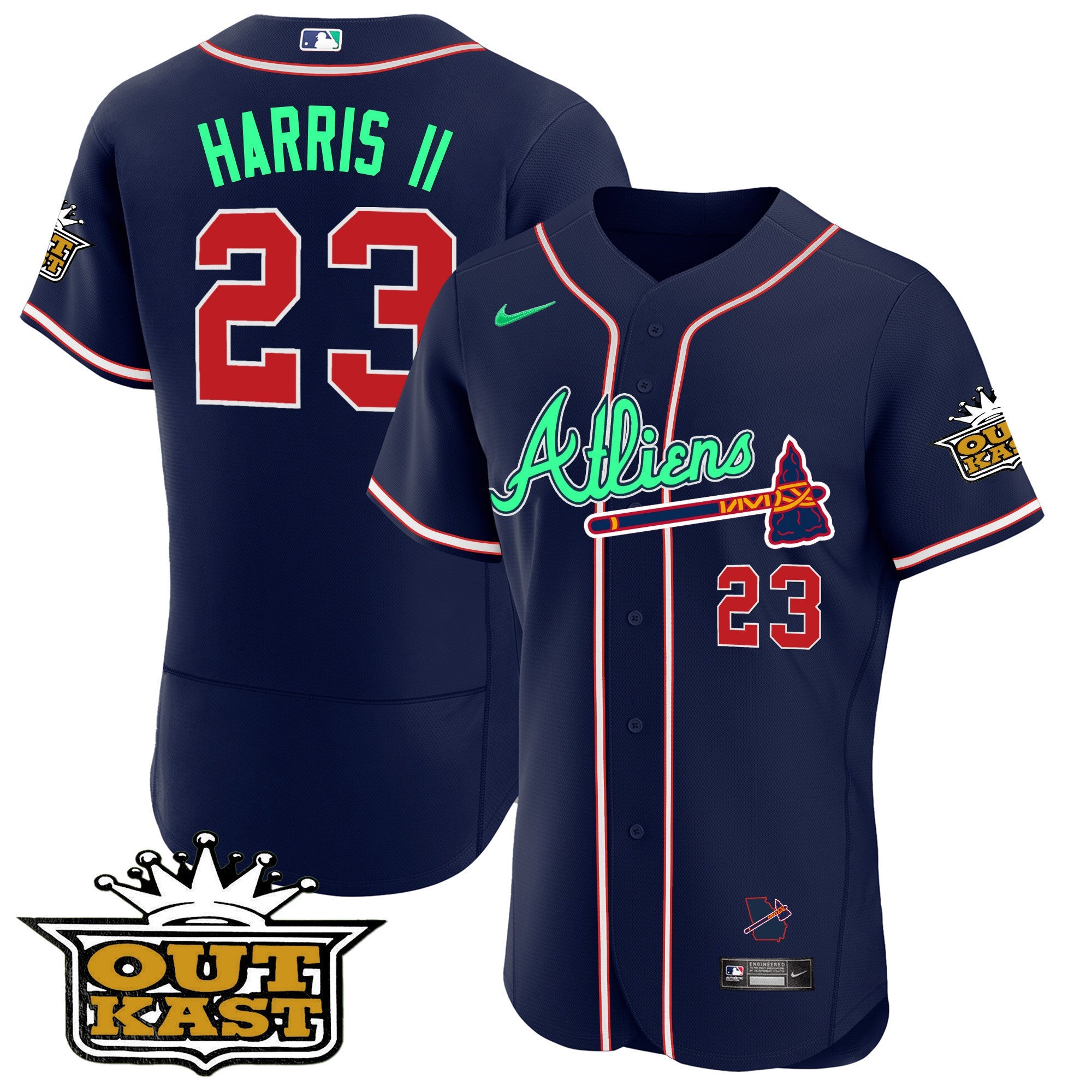 Men’s Atlanta Atliens Flex Base Jersey – Galaxy Version – Stitched