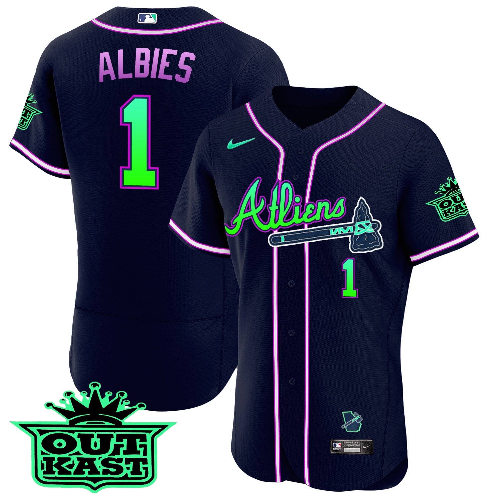 Men’s Atlanta Atliens Flex Base Jersey – Galaxy Version – Stitched