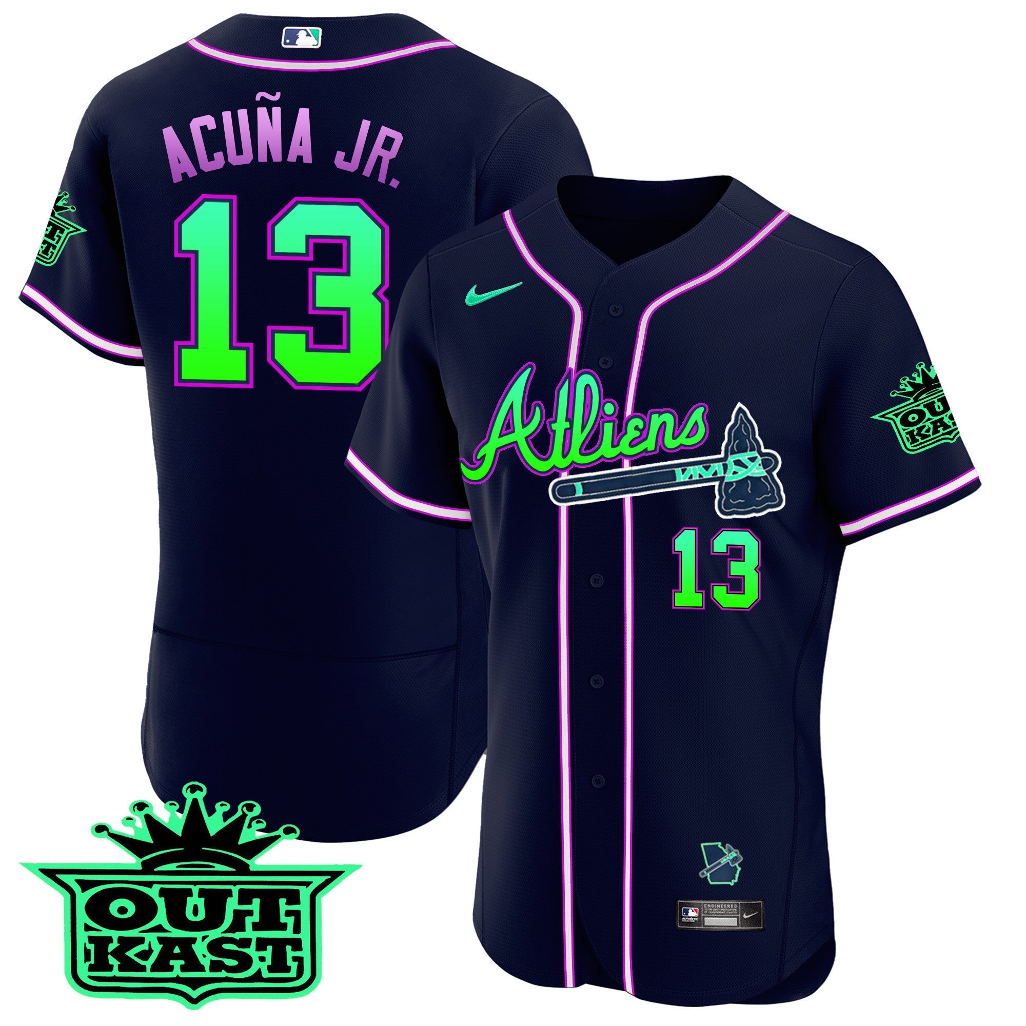 Men’s Atlanta Atliens Flex Base Jersey – Galaxy Version – Stitched