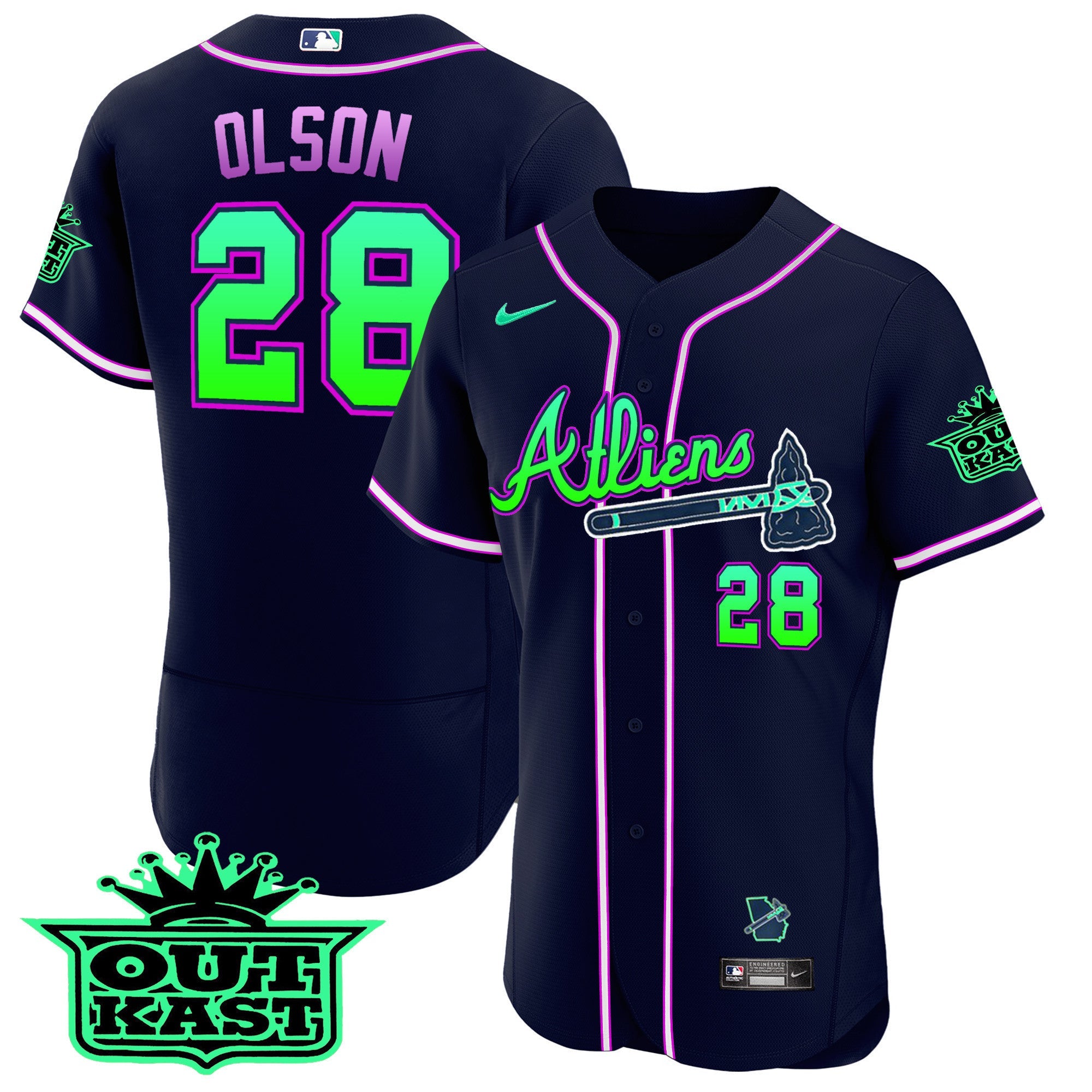 Men’s Atlanta Atliens Flex Base Jersey – Galaxy Version – Stitched
